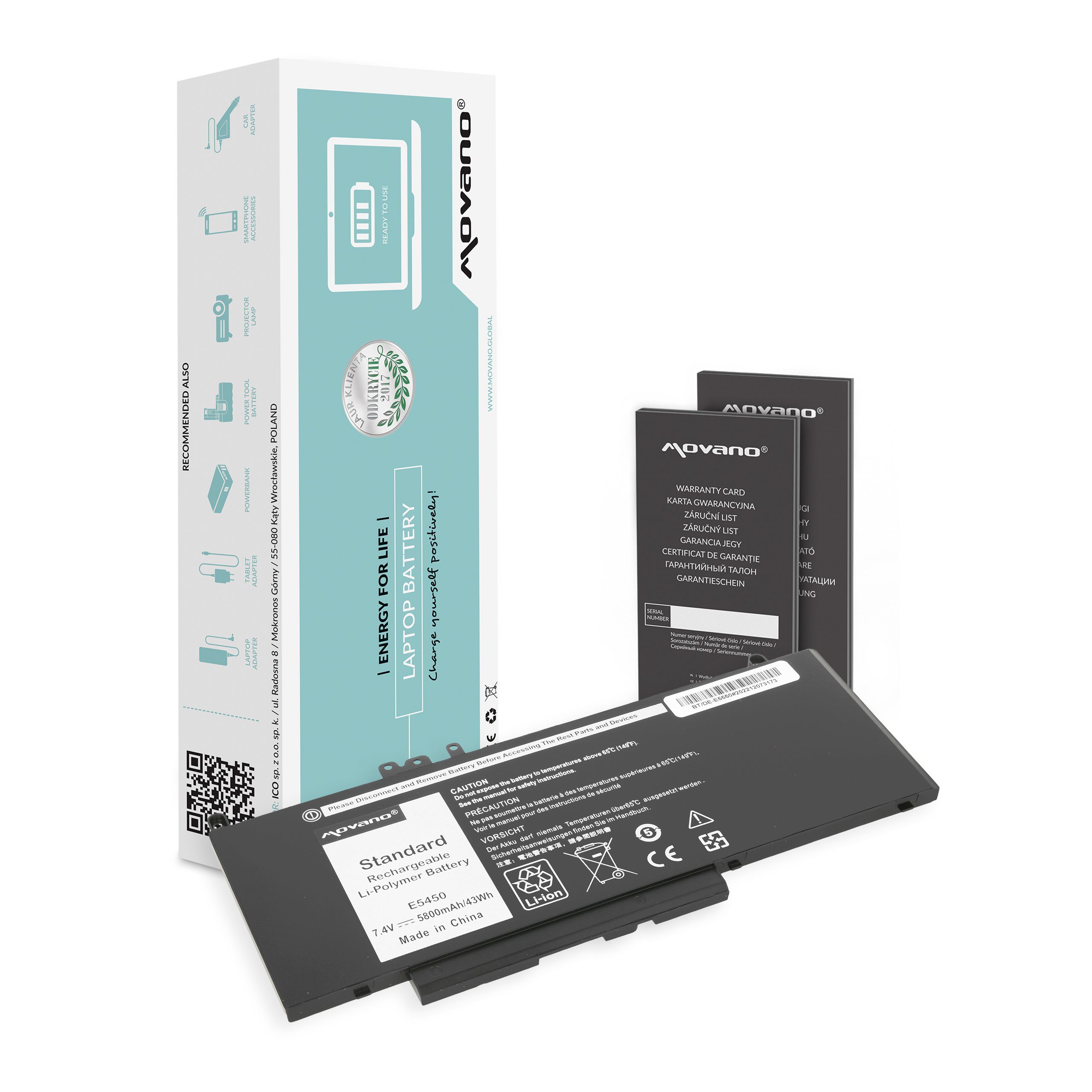 Bateria Movano G5M10 para Portátil Dell Latitude E5450, E5550 - 7.4V 5800mAh