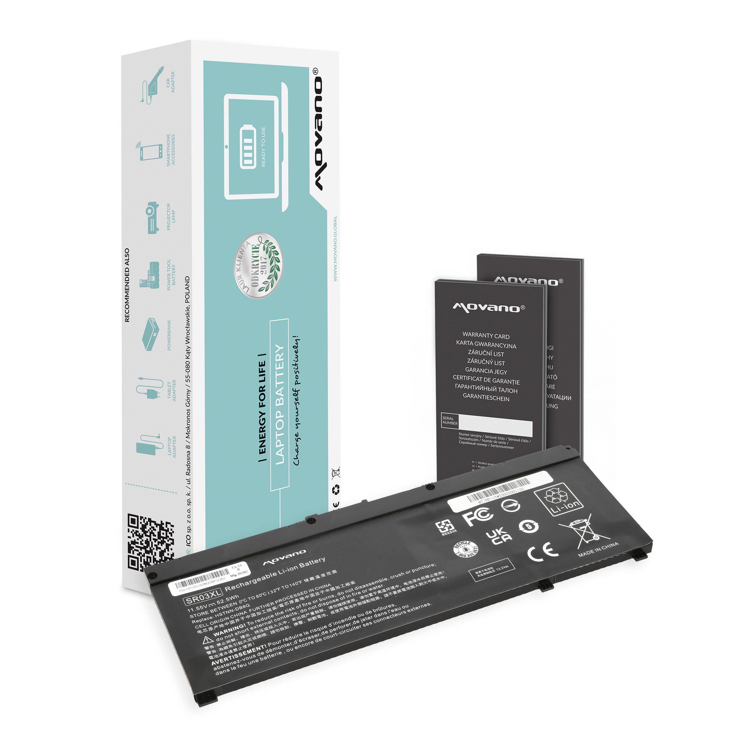 Bateria Movano para HP Pavilion Gaming 15, 17 SR03XL
