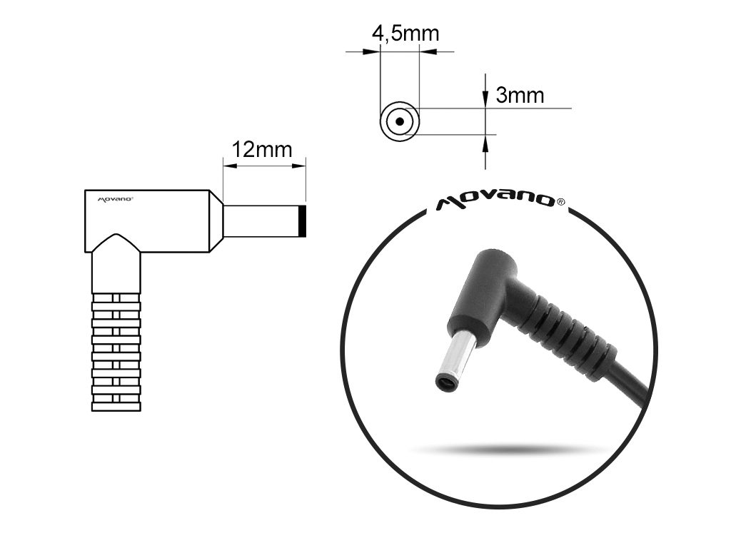 Carregador Movano 20V 7.5A 150W (4.0x3.0 mm) para Portátil MSI - Hub Parts - Image 2