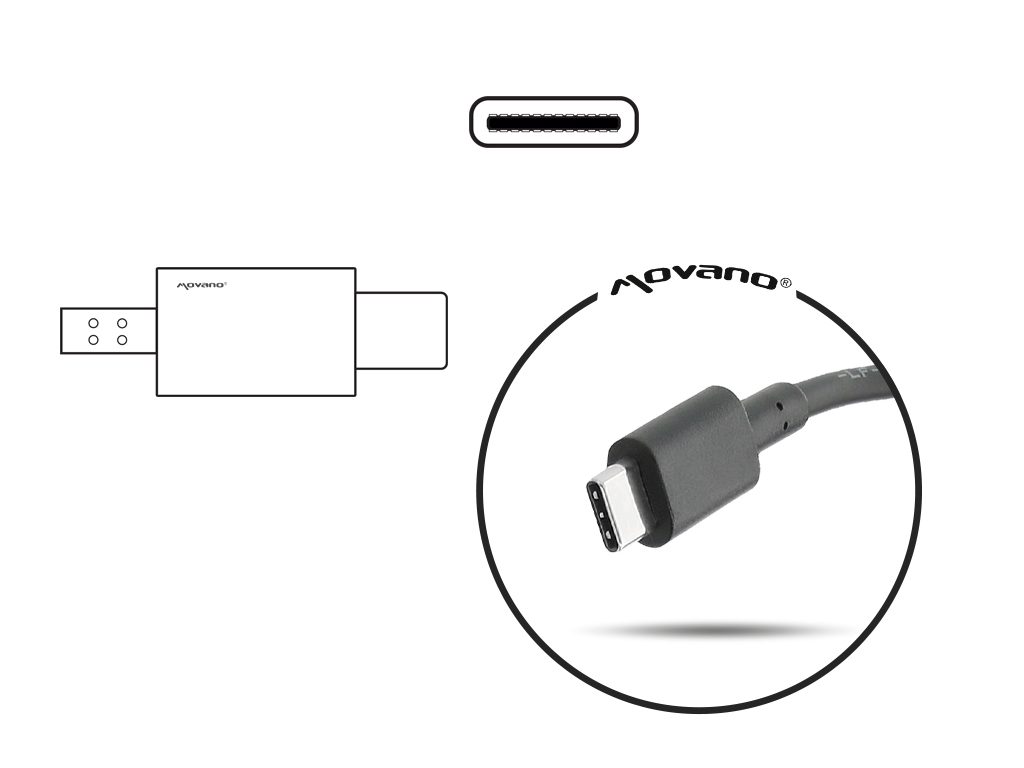 Carregador Movano 65W USB-C Preto para Portáteis Acer, Apple, Asus, Dell, HP - Hub Parts - Image 2