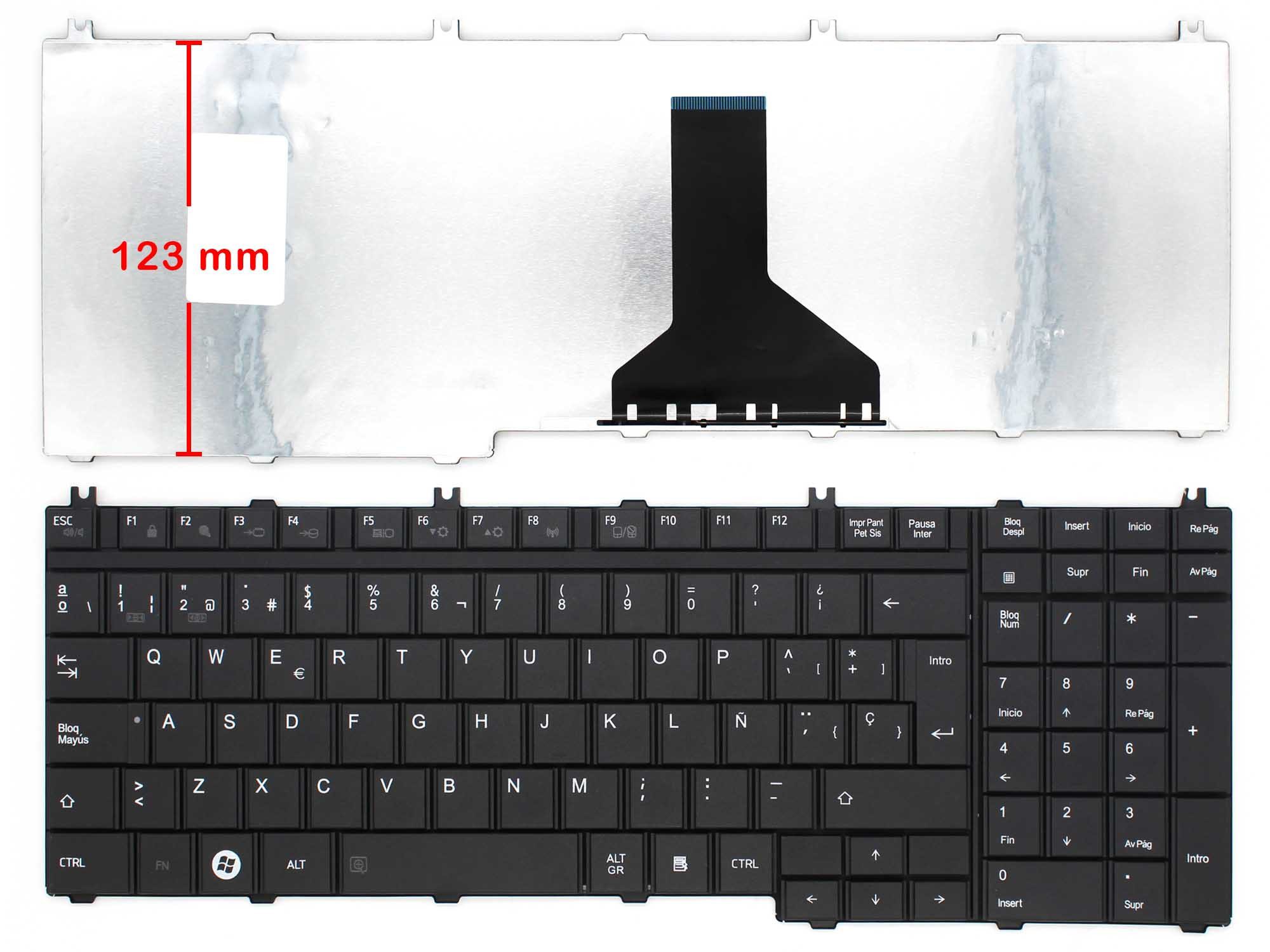 Teclado Espanhol Preto Frameless para Portátil Toshiba Satellite L500, L505, L350, P300, A500, P200, Qosmio Series - Image 2
