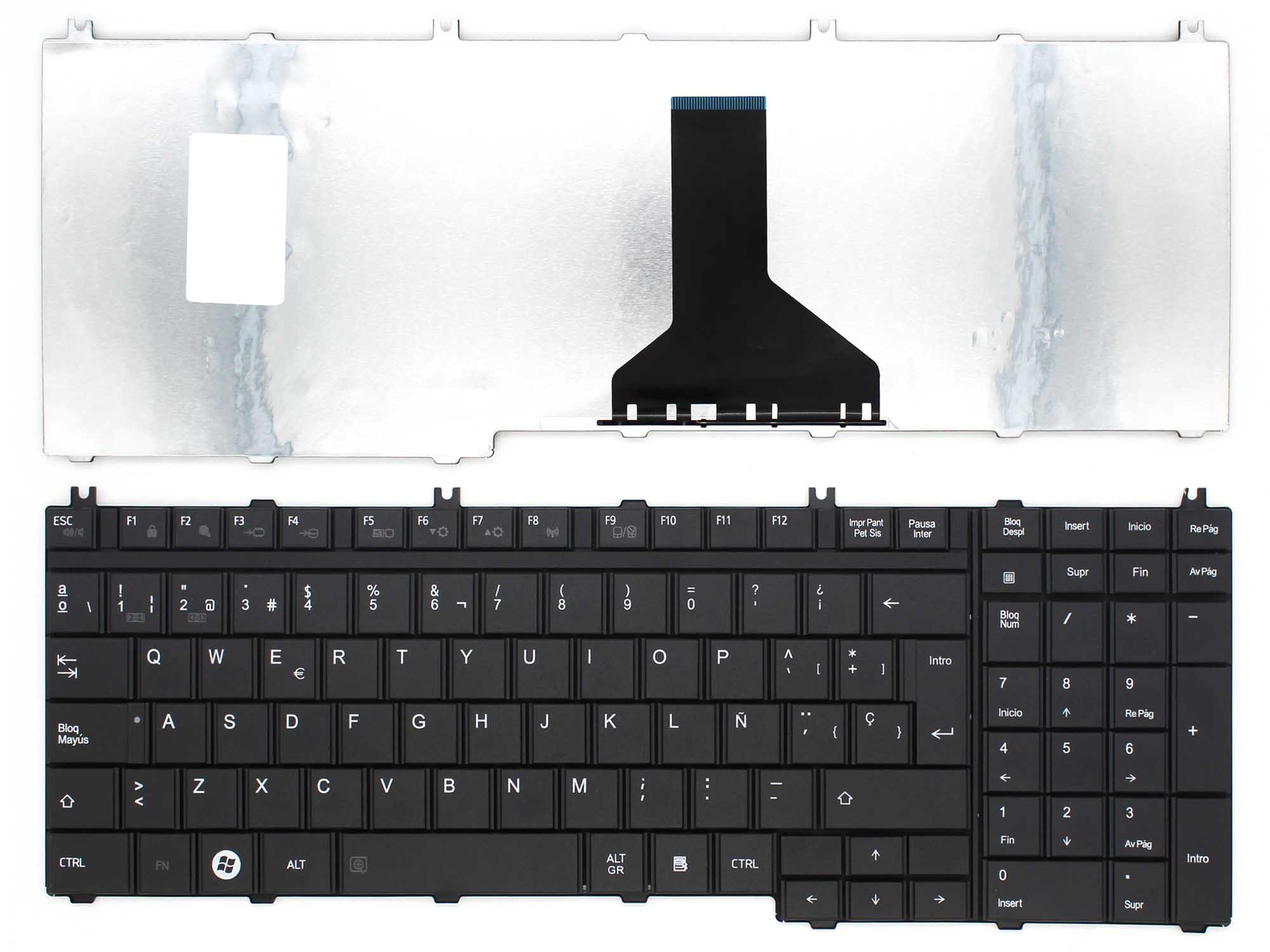 Teclado Espanhol Preto Frameless para Portátil Toshiba Satellite L500, L505, L350, P300, A500, P200, Qosmio Series