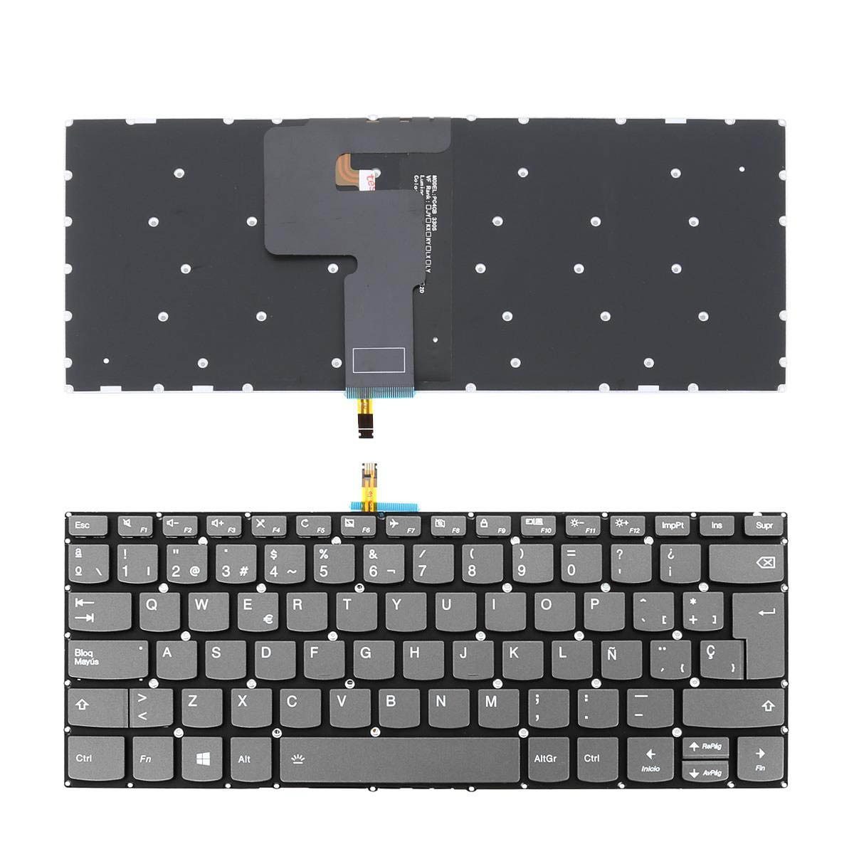 Teclado Retroiluminado para Portátil Lenovo IdeaPad 330-14IKB Cinzento sem Estrutura