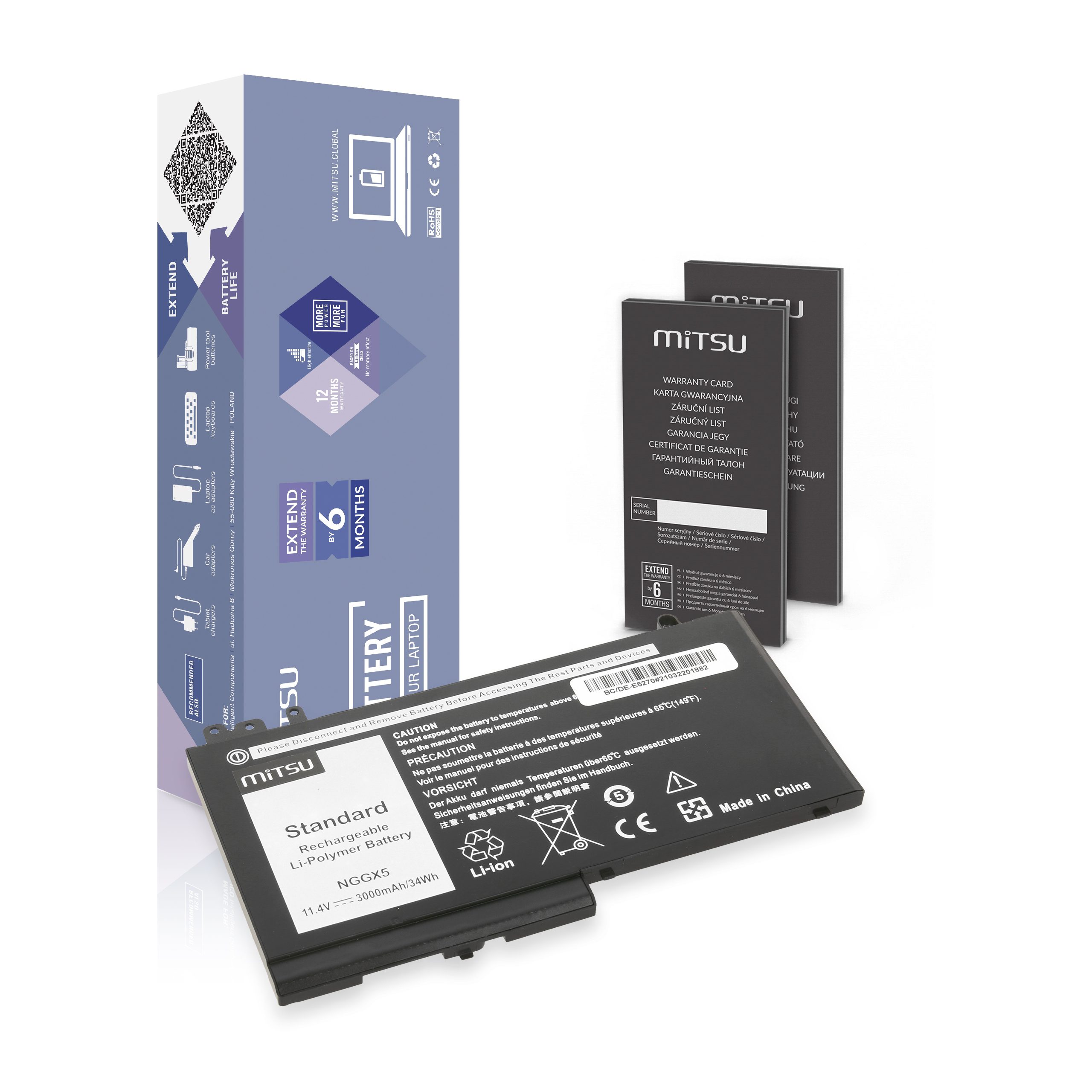 Bateria Mitsu para Portátil Dell Latitude E5270, E5470, E5570 (NGGX5)