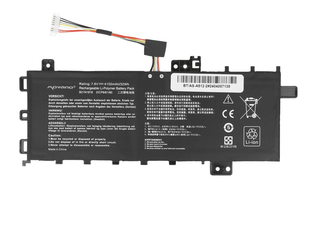 Bateria Movano para Portátil Asus VivoBook 15 A512 F512 R512 X512 Series - B21N1818 - Image 2
