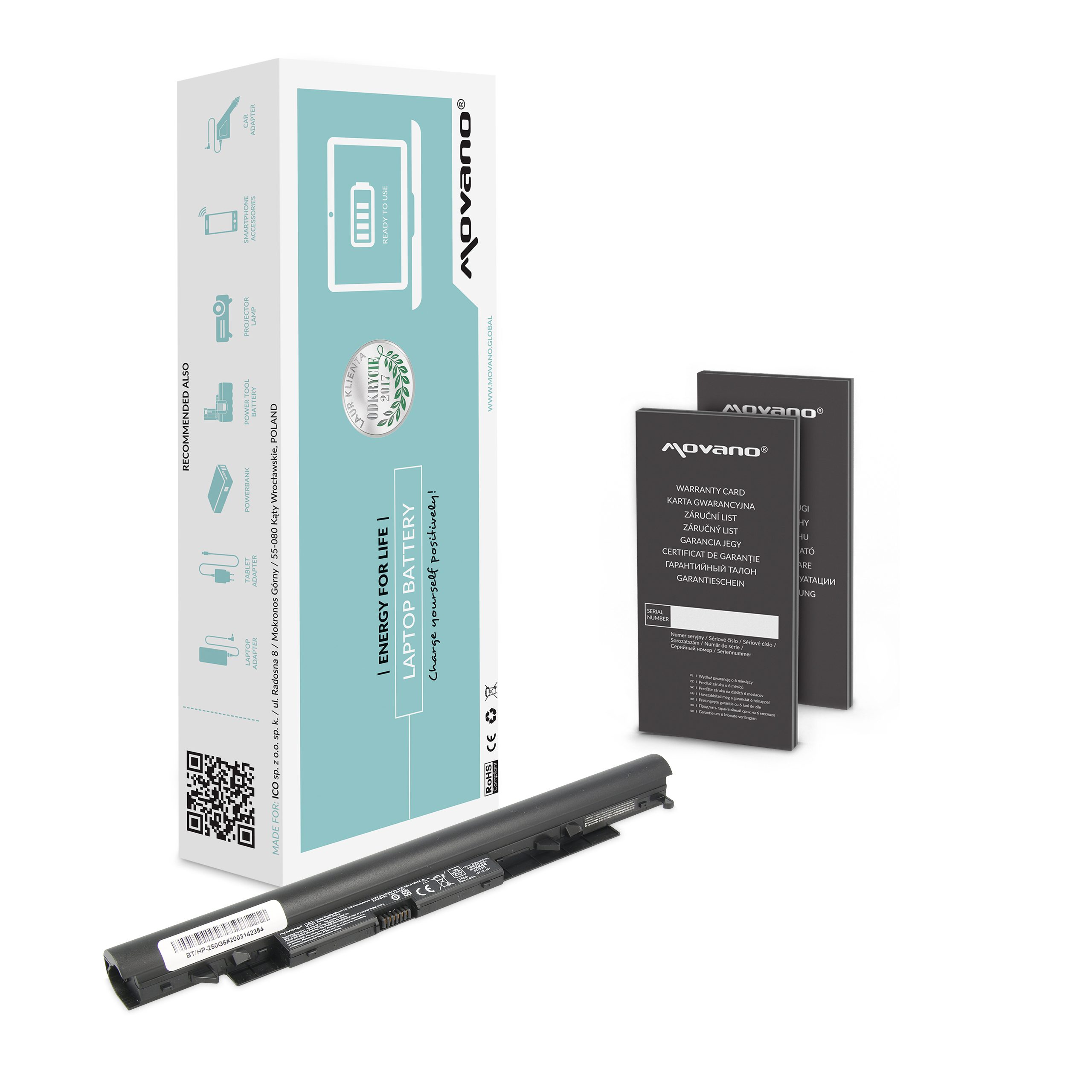Bateria Movano 14.8V para Portáteis HP 240 G6, 250 G6, 255 G6, HP Pavilion 14-BS, 15-BS Series