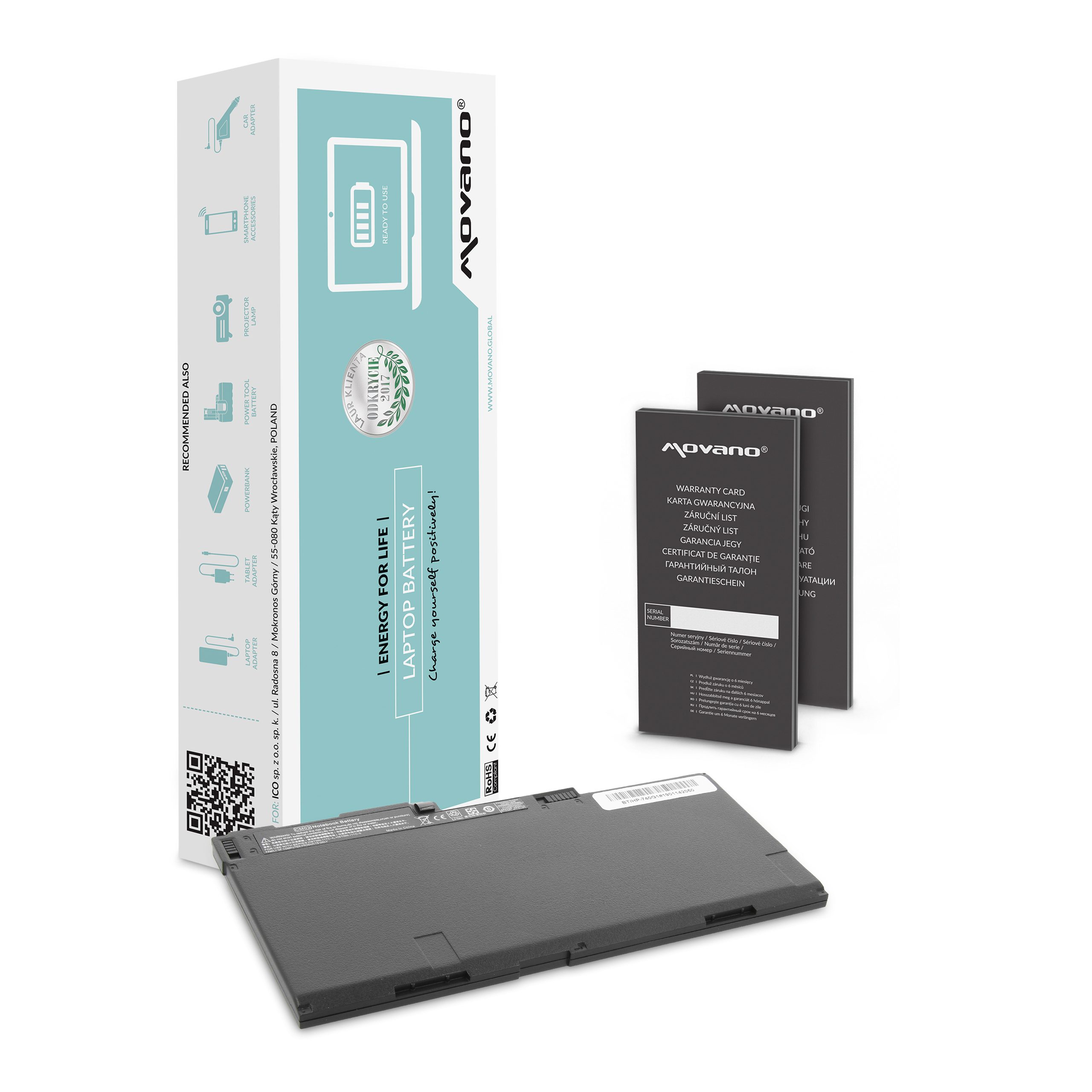 Bateria Movano CMO3XL para Portátil HP EliteBook 740, 755, 840 G1/G2 e ZBook 14 G1/G2 - Alta Capacidade