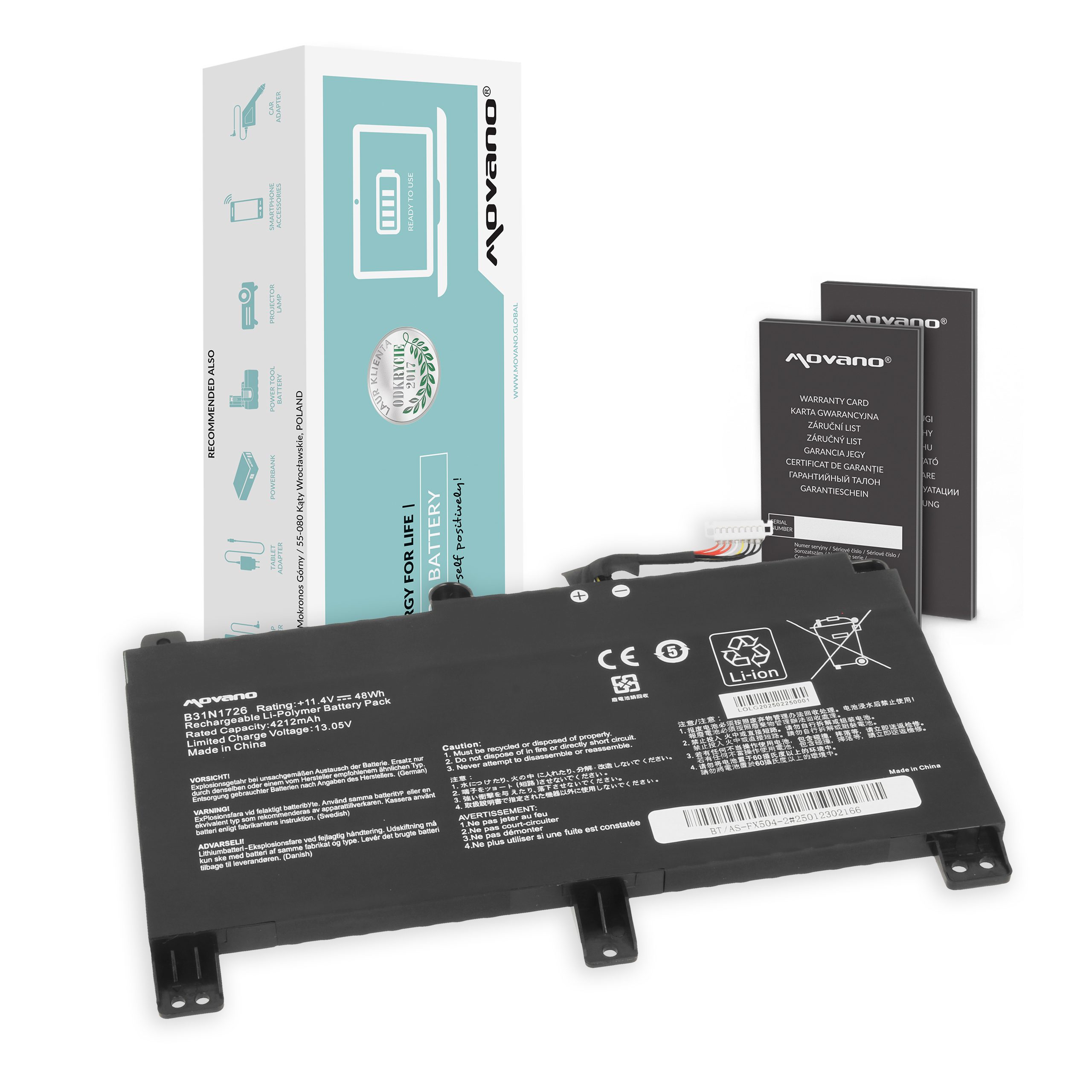 Bateria Movano para Portátil Asus TUF Gaming FX504, FX505, ROG Strix G531G - 11.4V 48Wh
