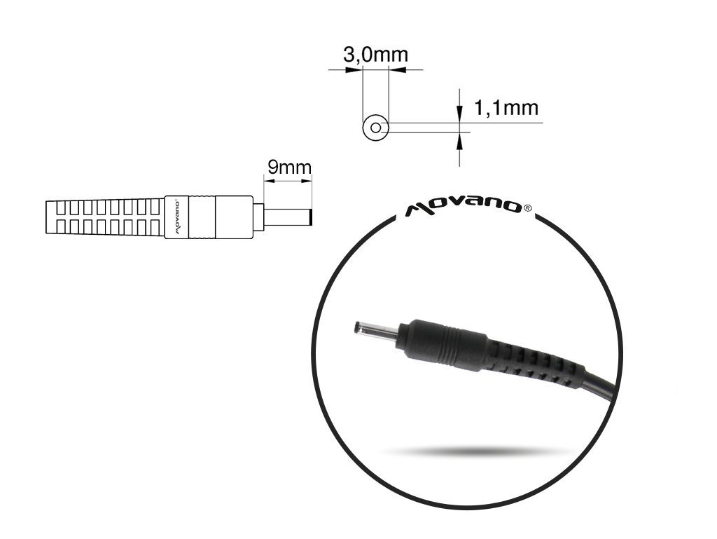 Carregador Movano 19V 2.37A (3.0x1.1 mm) 45W para Asus, Acer - Image 2