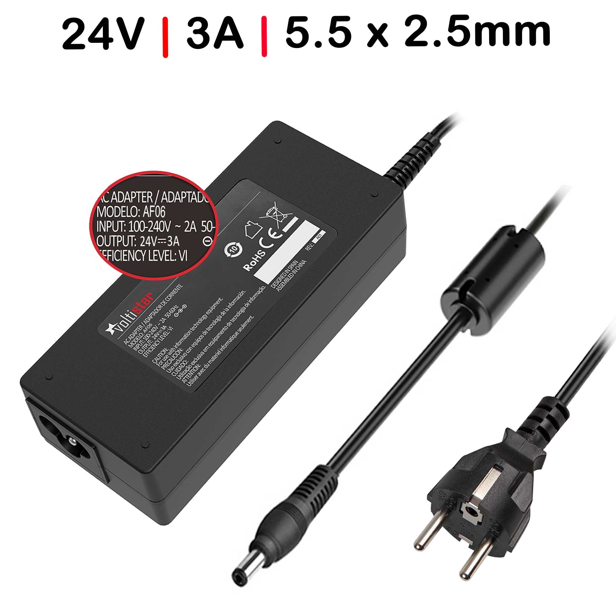Carregador 24V 3.0A 72W 5.5MM X 2.5MM