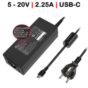 Carregador Multitensão USB-C para Portátil 5V-20V 2.25A 45W Preto