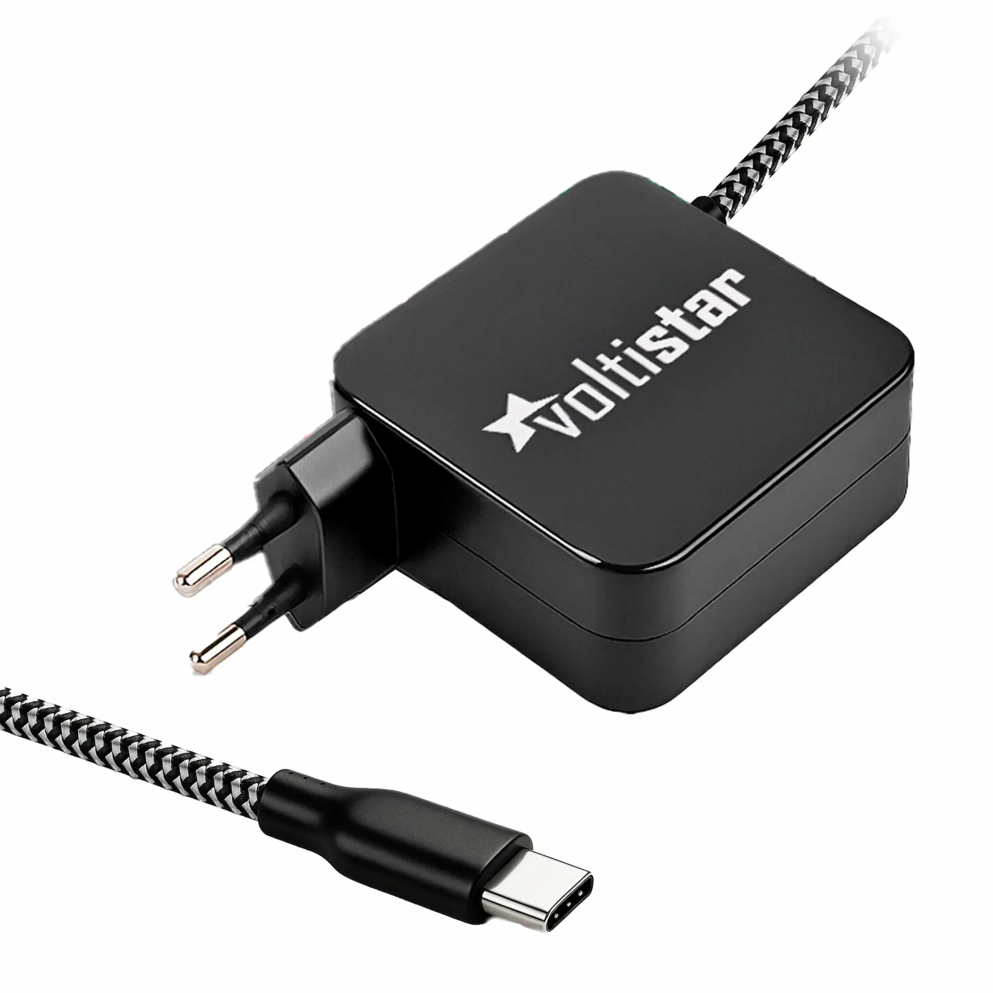 Carregador USB-C Multitensão para Portátil 5V-20V 3.25A 65W Preto Cabo Entrançado - Image 2