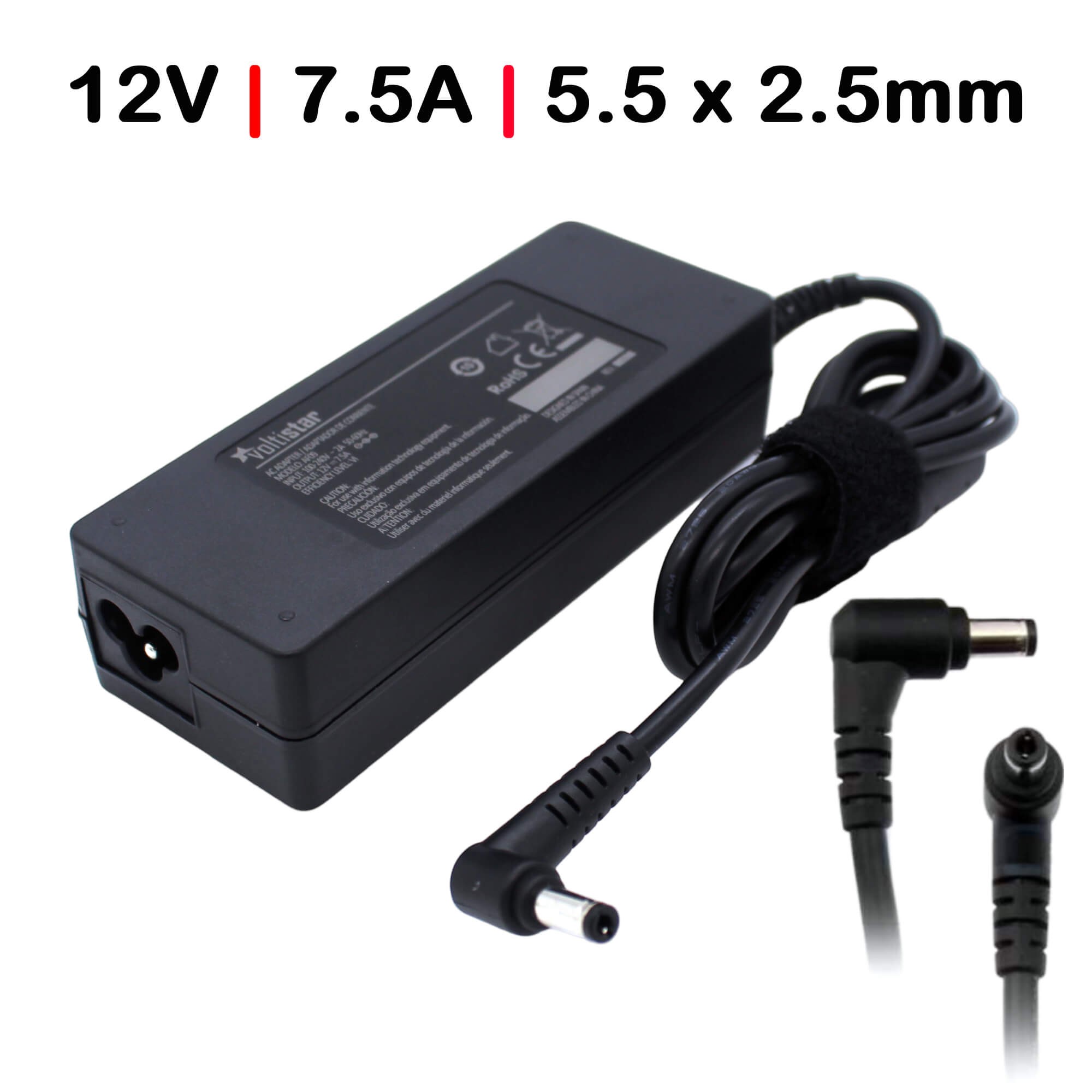 CARREGADOR DE PORTÁTIL QNAP TS-431P 90W 12V 7,5A 5,5x2,5MM