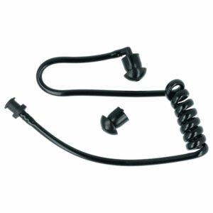 Tubo Acústico Espiral para Auriculares - Inclui 2x Adaptadores de Ouvido, Preto/Transparente