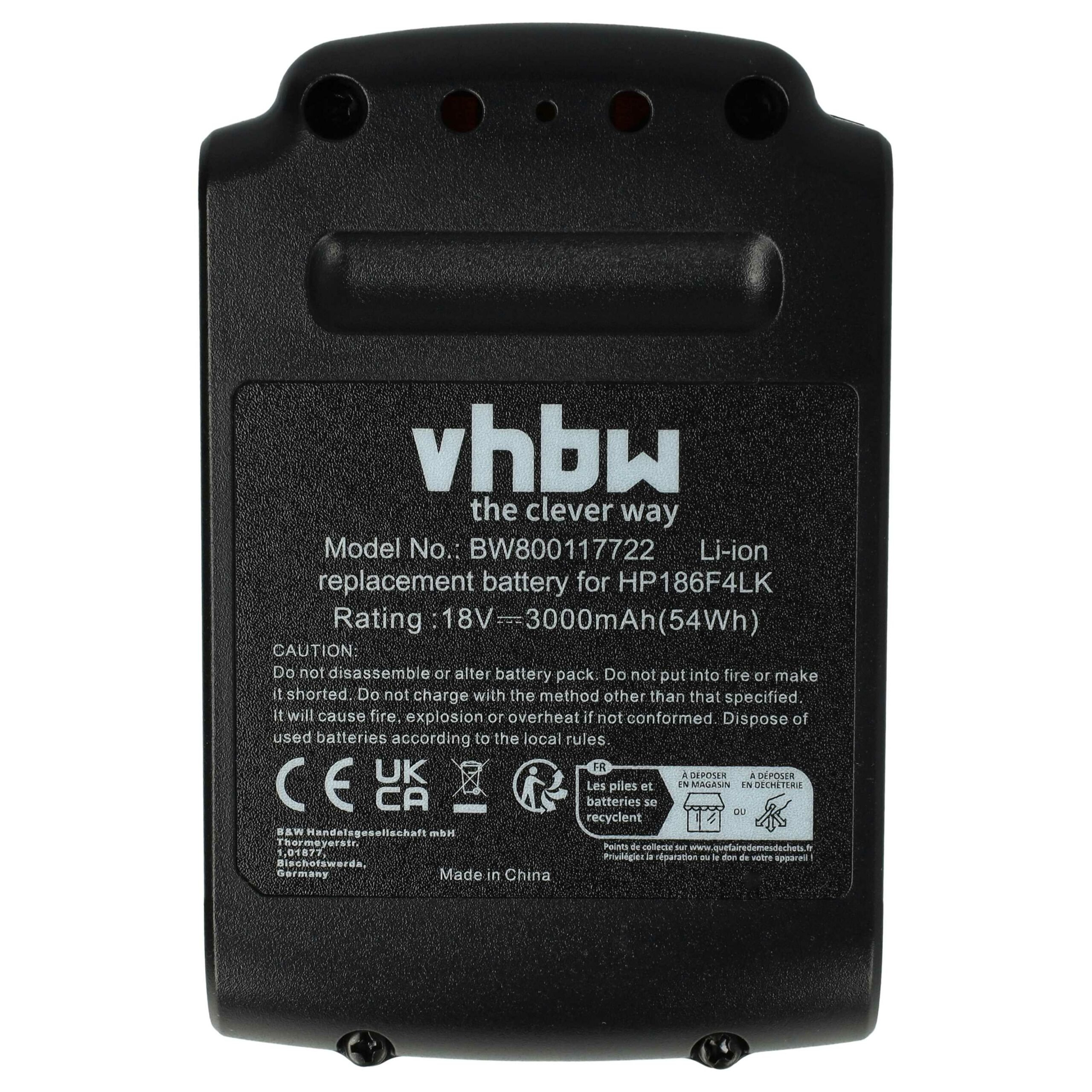 Bateria vhbw para Black & Decker BL2018, BL1318, BL1518 - 18V, 3000 mAh, Li-Ion - Image 3
