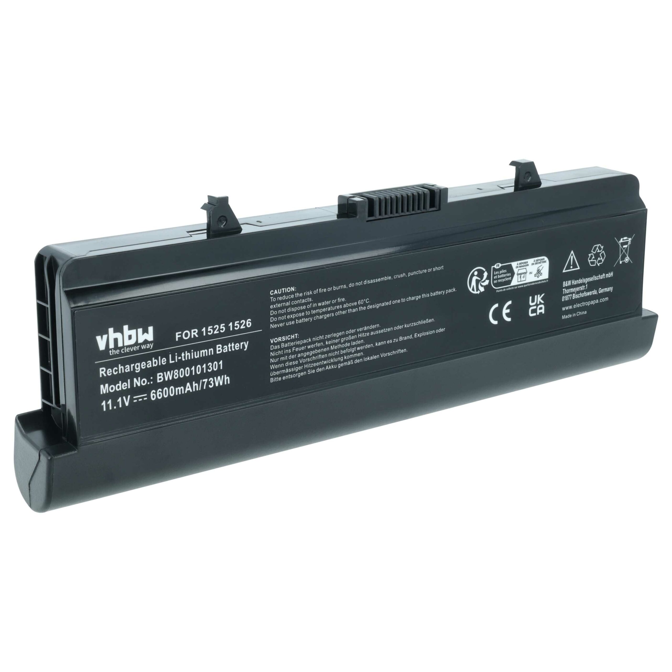 Bateria para Portátil Dell vhbw - 6600 mAh 11.1 V Li-Ion (Substitui 0GW252, 312-0626, 312-0625, 312-0566, 312-0567)