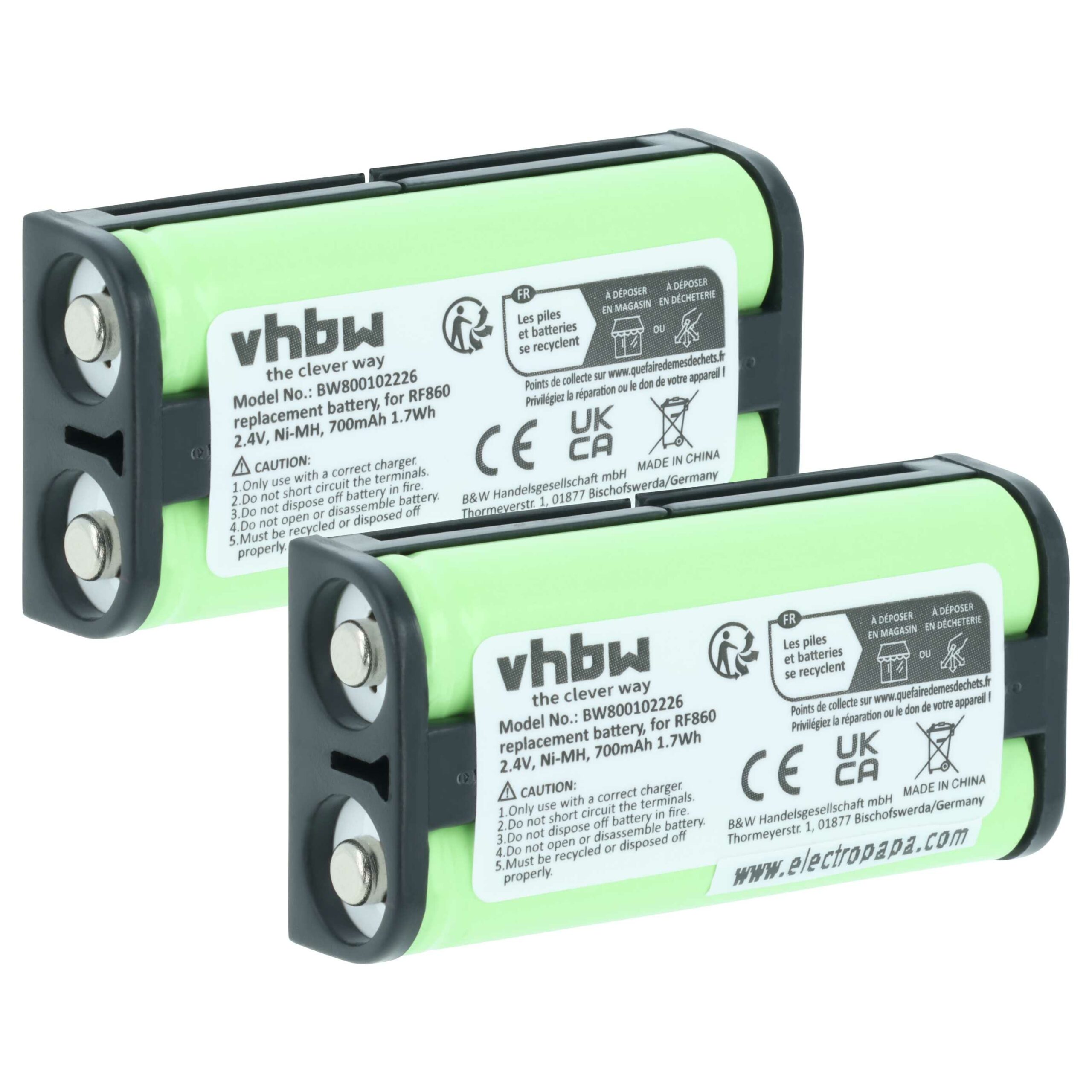 Bateria Wireless Headset Sony BP-HP550-11 vhbw - 2x 700 mAh 2.4 V NiMH