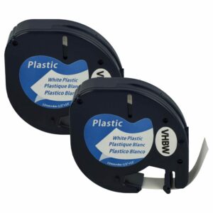 2x Fita Etiquetadora Plástico Compatível Dymo S0721660, 91221 - 12 mm Preto sobre Branco
