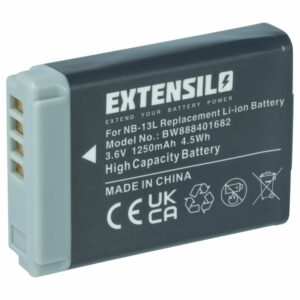 Bateria EXTENSILO para Canon NB-13L - 1250mAh, 3.6V, Li-Ion