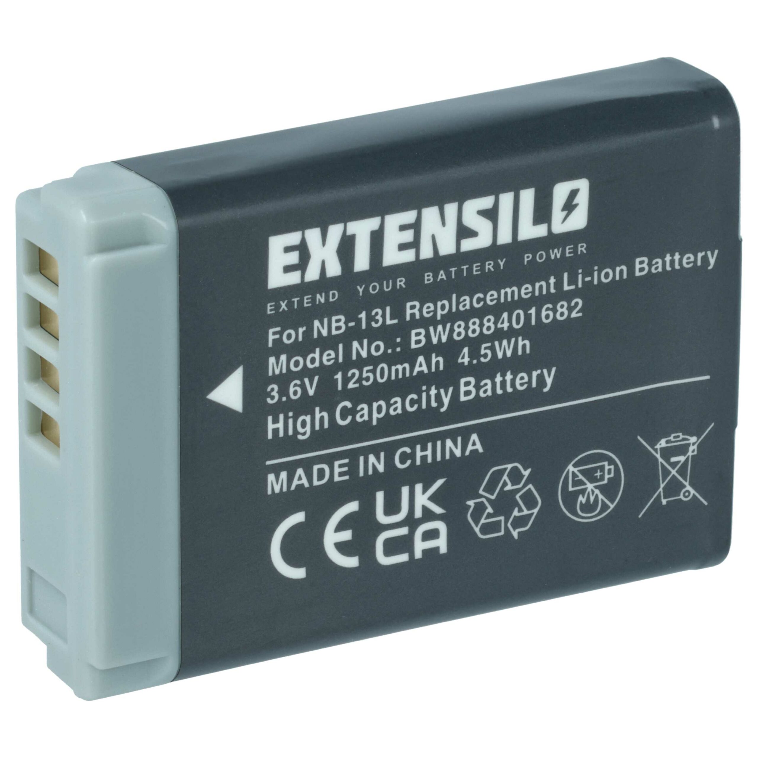 Bateria EXTENSILO para Canon NB-13L - 1250mAh, 3.6V, Li-Ion