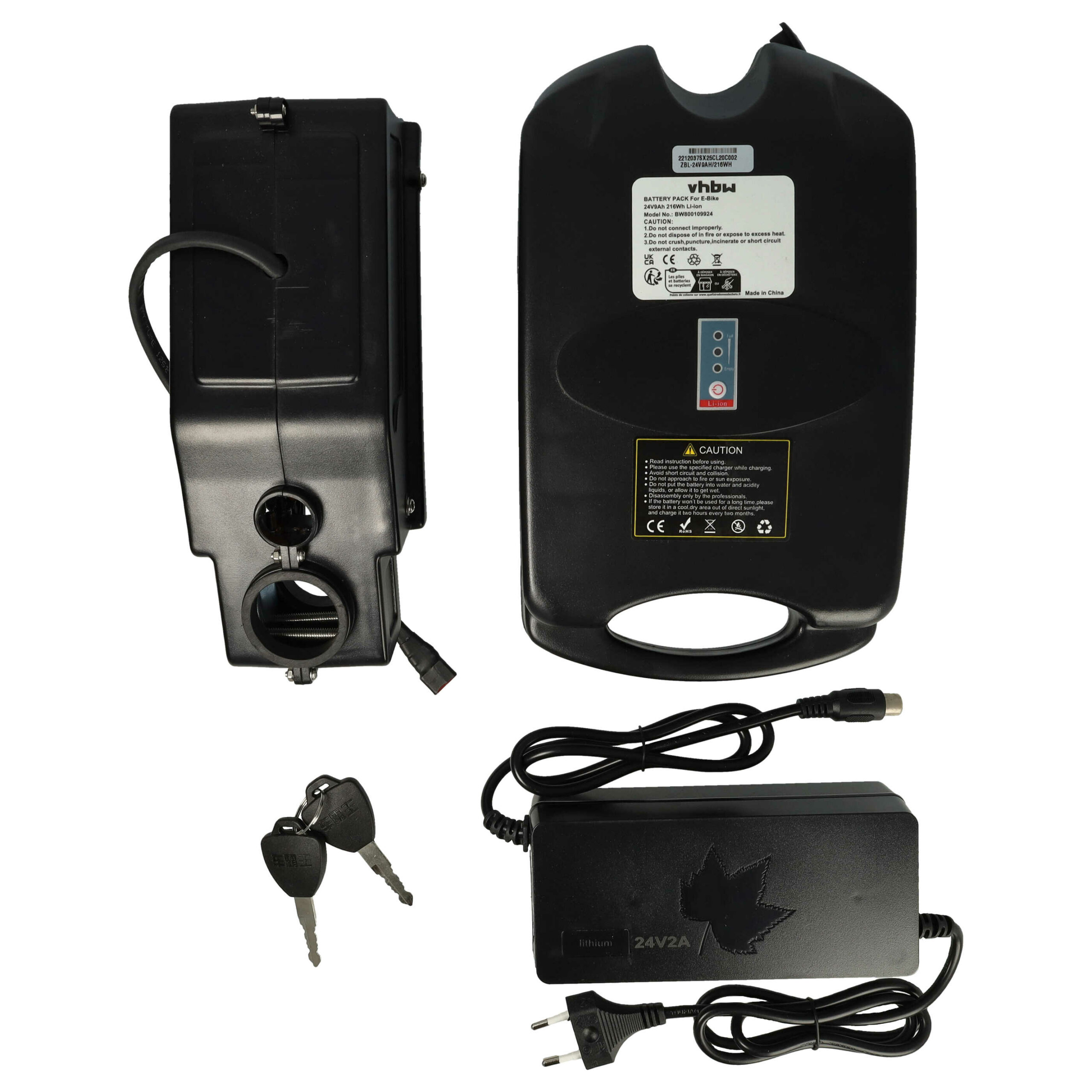 Bateria Tubo de Sela vhbw 24 V 9 Ah + Carregador para E-Bikes Viking e Lidl