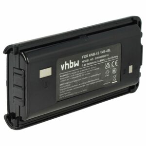 Bateria vhbw para Rádio Kenwood KNB-45, KNB-45L, KNB-45Li - 2000 mAh 7.4 V Li-Ion