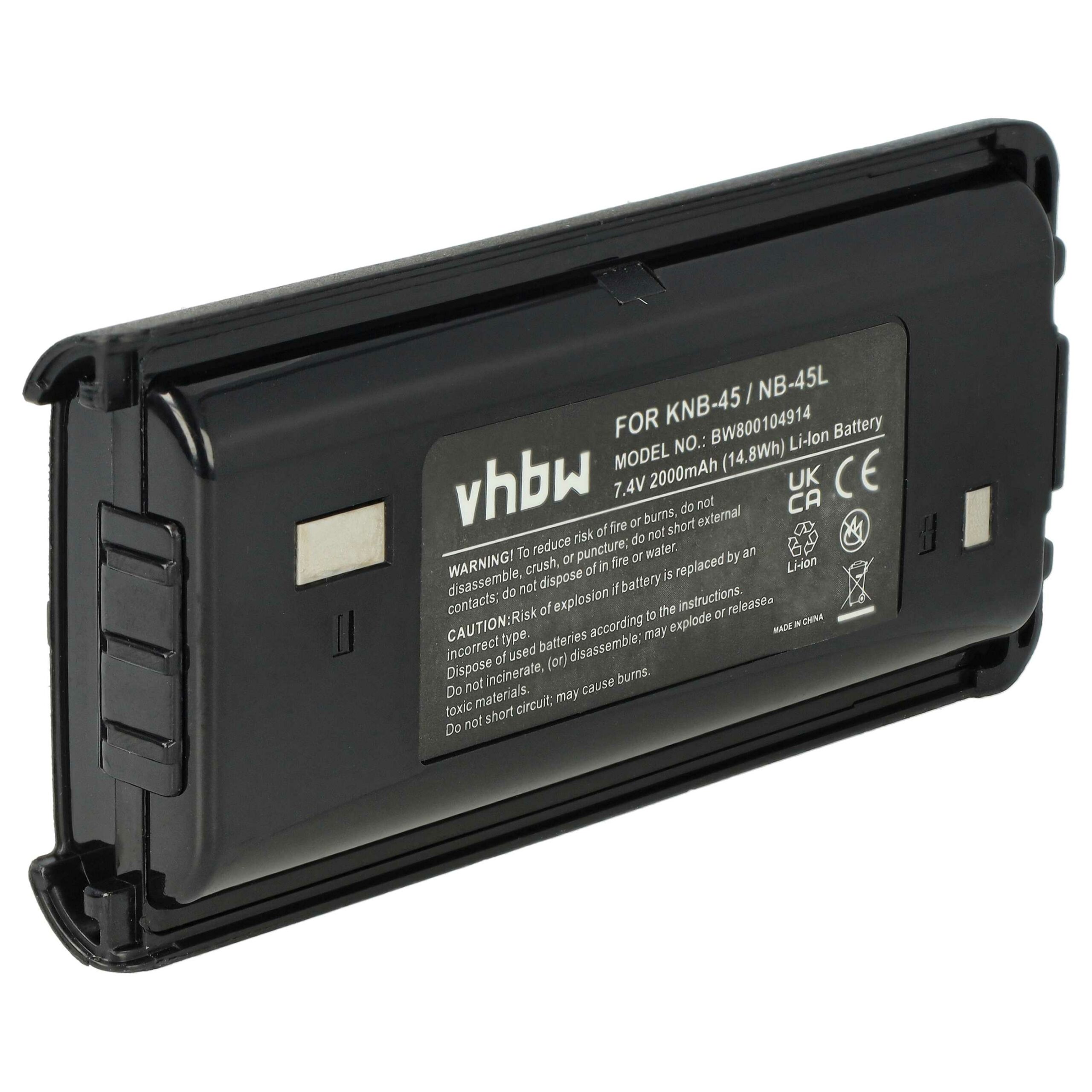 Bateria vhbw para Rádio Kenwood KNB-45, KNB-45L, KNB-45Li - 2000 mAh 7.4 V Li-Ion