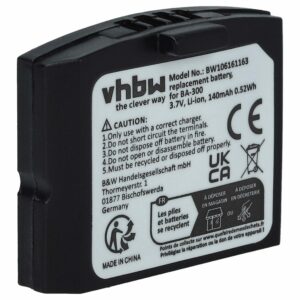 Bateria para Auricular Sem Fios Sennheiser BA300 - 140 mAh 3.7 V Li-polymer vhbw