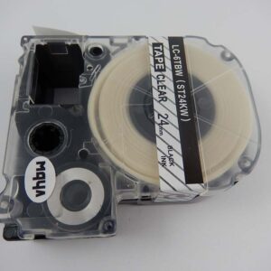 Fita de Etiquetadora vhbw para Epson LC-6TBW - 24 mm Preto sobre Transparente