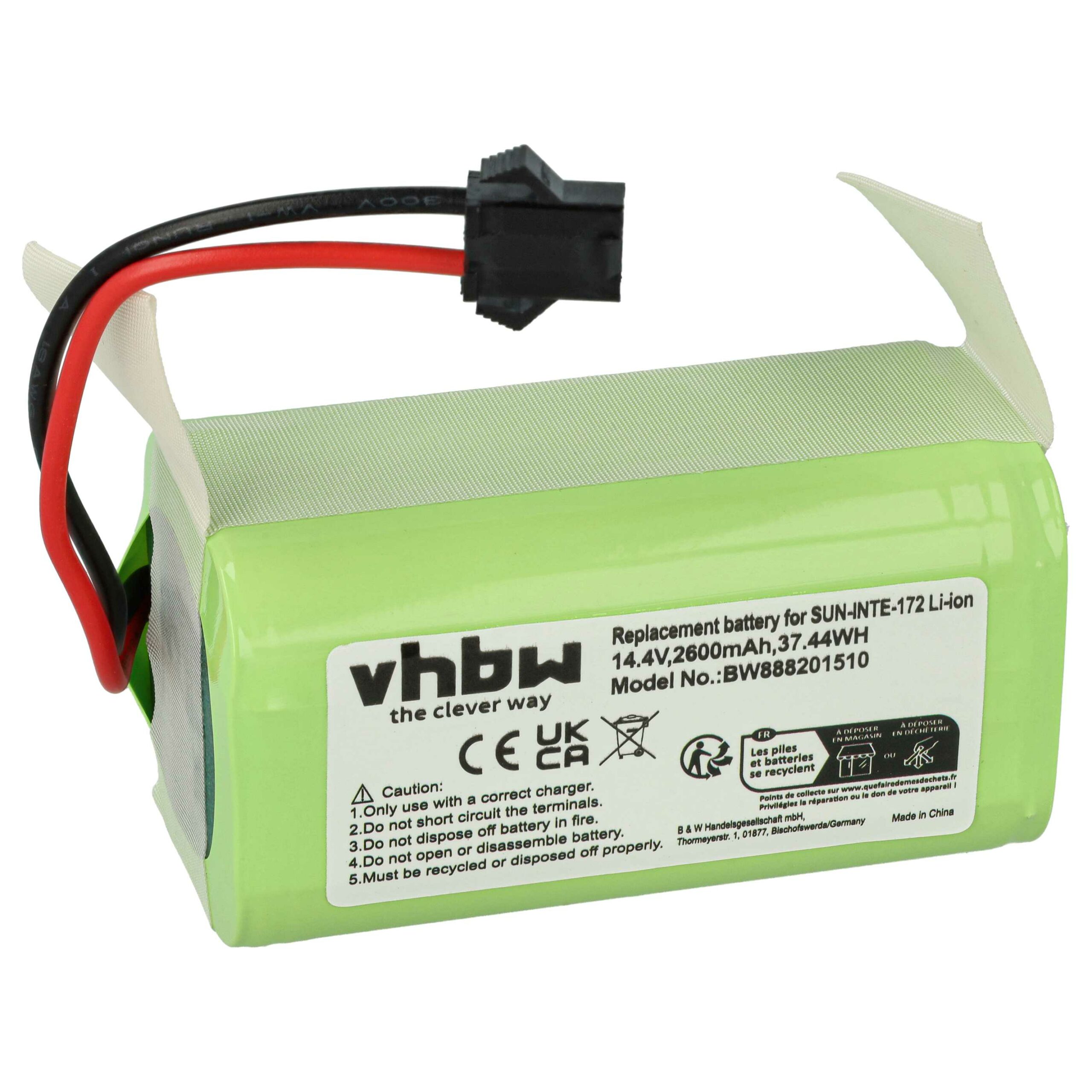 Bateria vhbw compatível com Tesvor SUN-INTE-172 - 2600mAh, 14.4V, Li-Ion