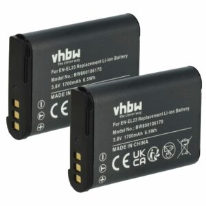 2x Bateria compatível com Nikon EN-EL23 - 1700mAh, 3.8V, Li-Ion vhbw