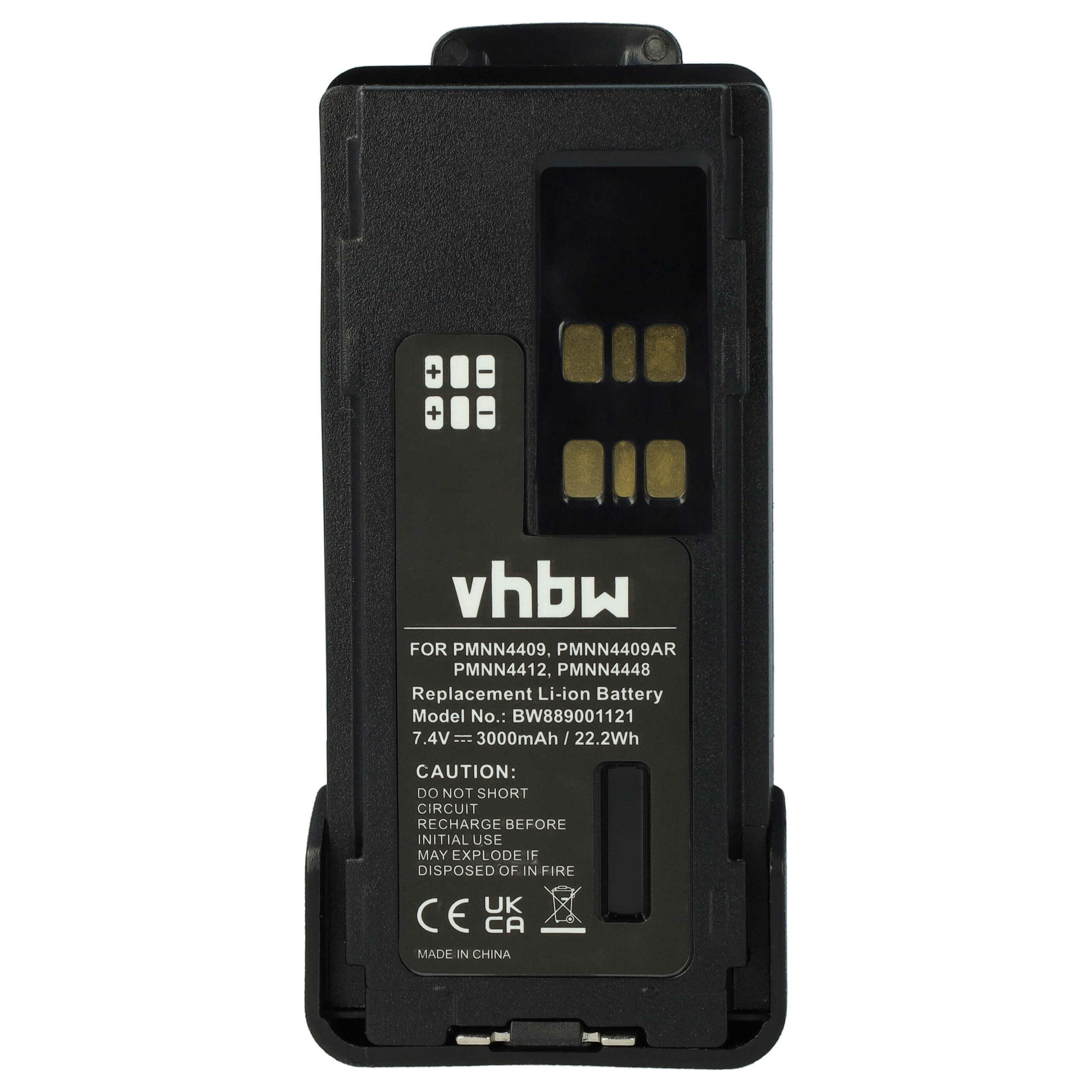 Bateria vhbw para Rádios Motorola PMNN4406, PMNN4409AR, PMNN4406BR, PMNN4409 - 3000 mAh 7.4 V Li-Ion com Clip - Image 3