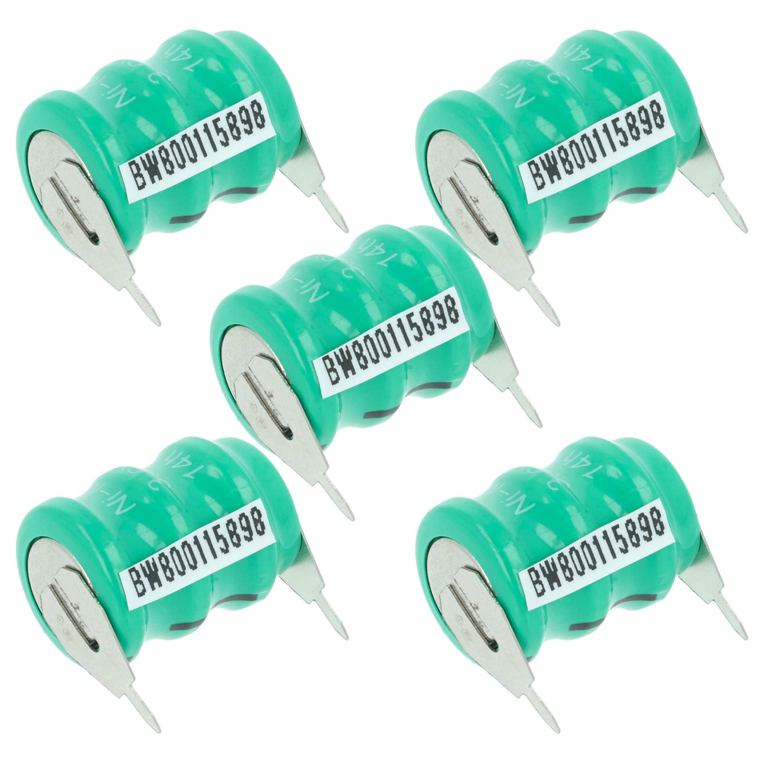 Pack 5x Pilha Botão Recarregável V40H 2 Pinos NiMH 40 mAh 3.6V