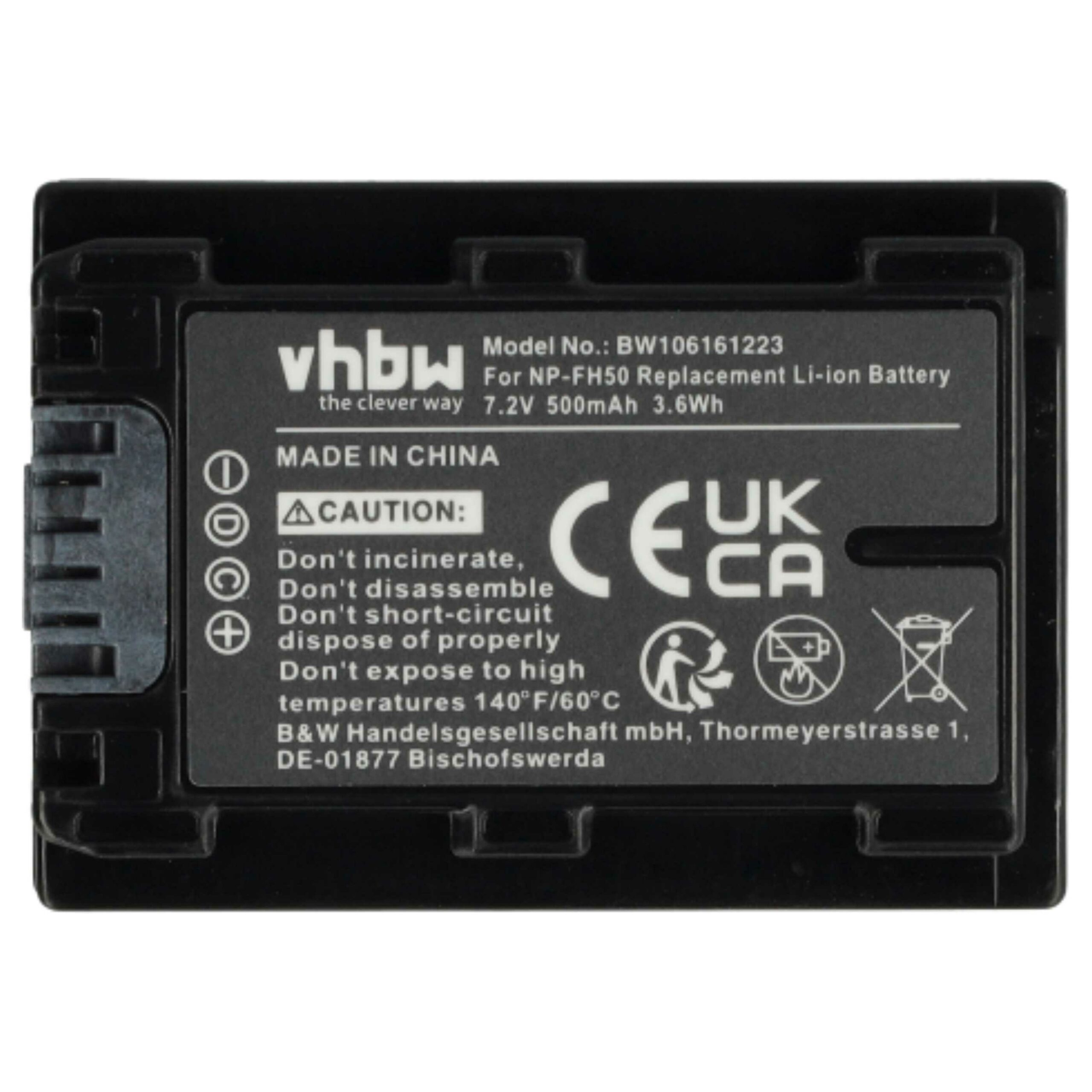 2x Bateria vhbw NP-FH50, NP-FH100, NP-FH70, NP-FH40 - 500mAh, 7.2V, Li-Ion com Chip de Informação - Image 3