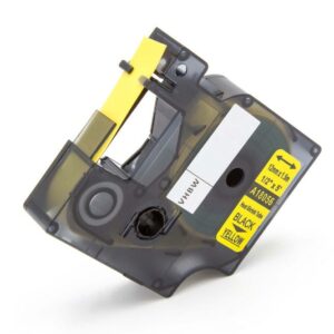 Fita de Etiquetagem compatível Dymo 18056 - Preto sobre Amarelo, Tubo Termorretrátil, 12 mm