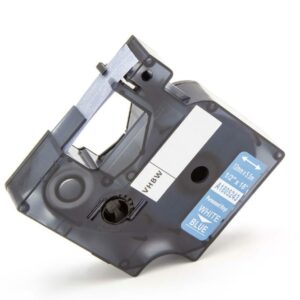 Fita de Etiquetas Compatível com Dymo 1805243 - 12 mm Branco sobre Azul, Vinil
