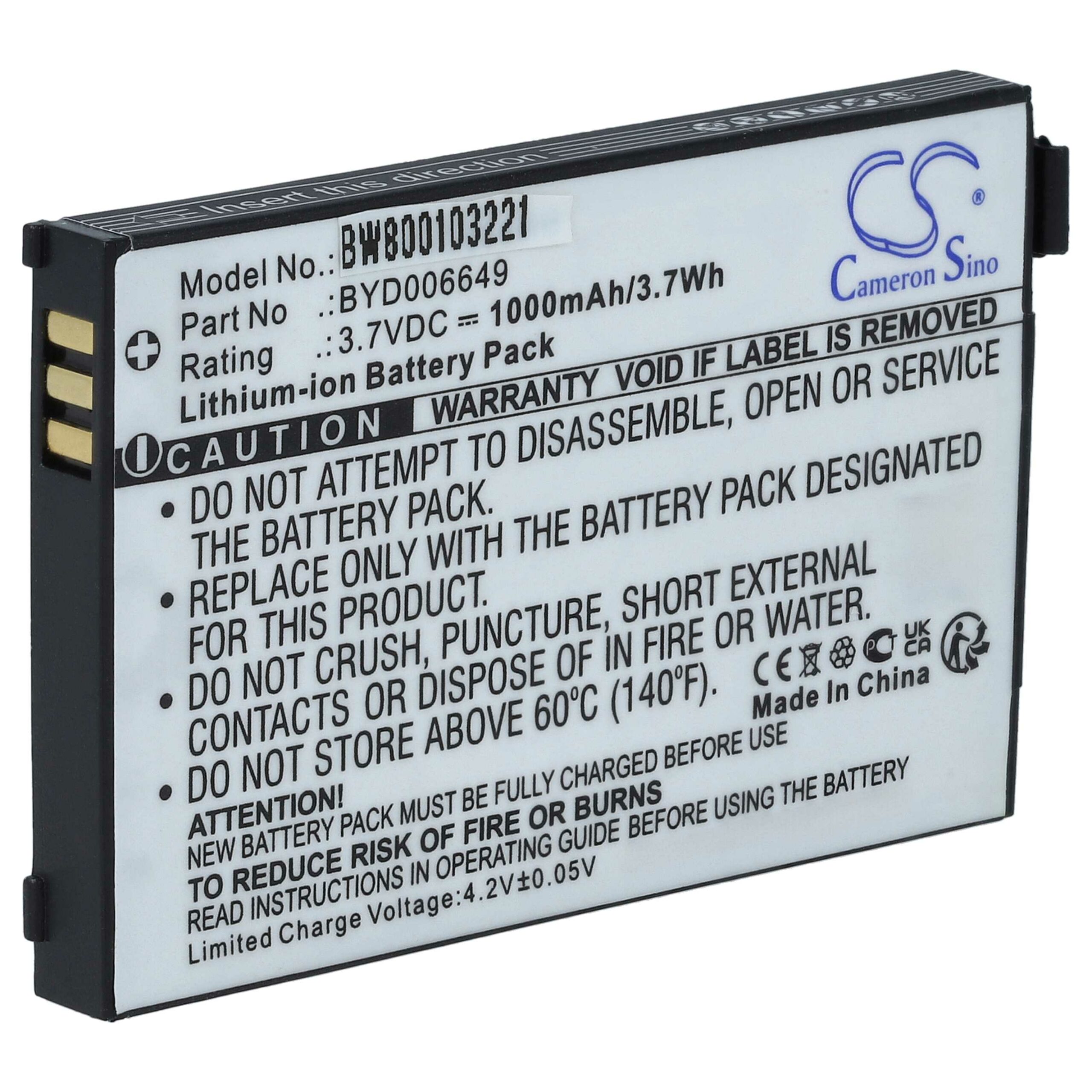 Bateria compatível com monitores de bebé Philips/NUK/V-Tech/BT/Clarity - 1000 mAh 3.7V Li-Ion vhbw