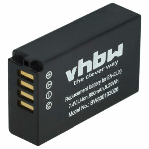 Bateria vhbw compatível com Nikon EN-EL20a, EN-EL20 - 850mAh, 7.4V, Li-Ion