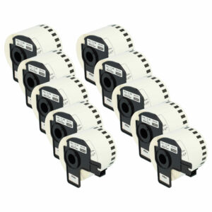 10x Rolo de Etiquetas compatível com Brother DK-22205 - 62 mm x 30,48 m + Suporte