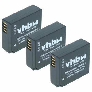 3x Bateria vhbw compatível Leica BP-DC15 - 750mAh, 7.2V, Li-Ion