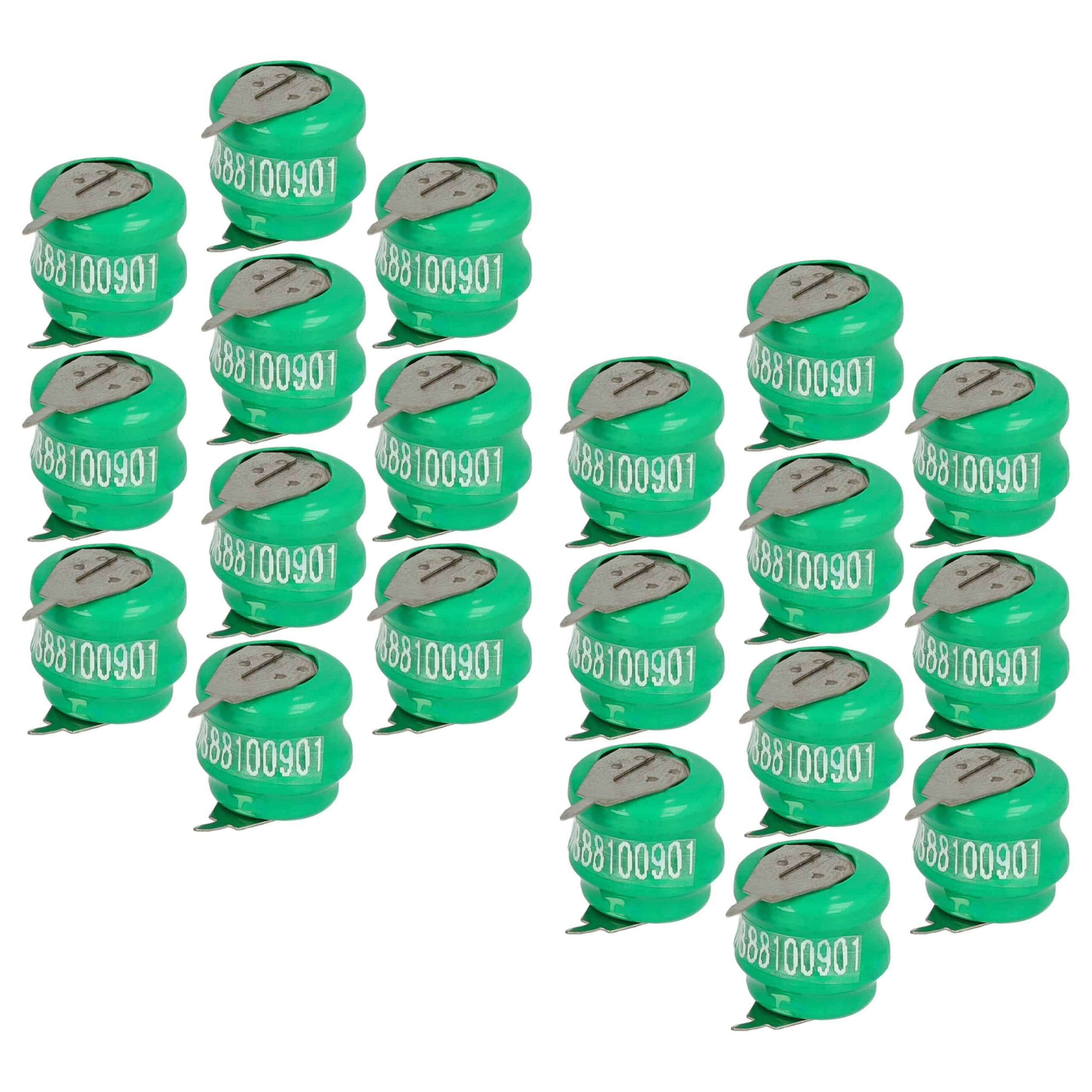 20x Pilhas Recarregáveis tipo V40H 2 Contactos vhbw 40 mAh 2.4V NiMH para Lâmpadas Solares e Construção de Modelos