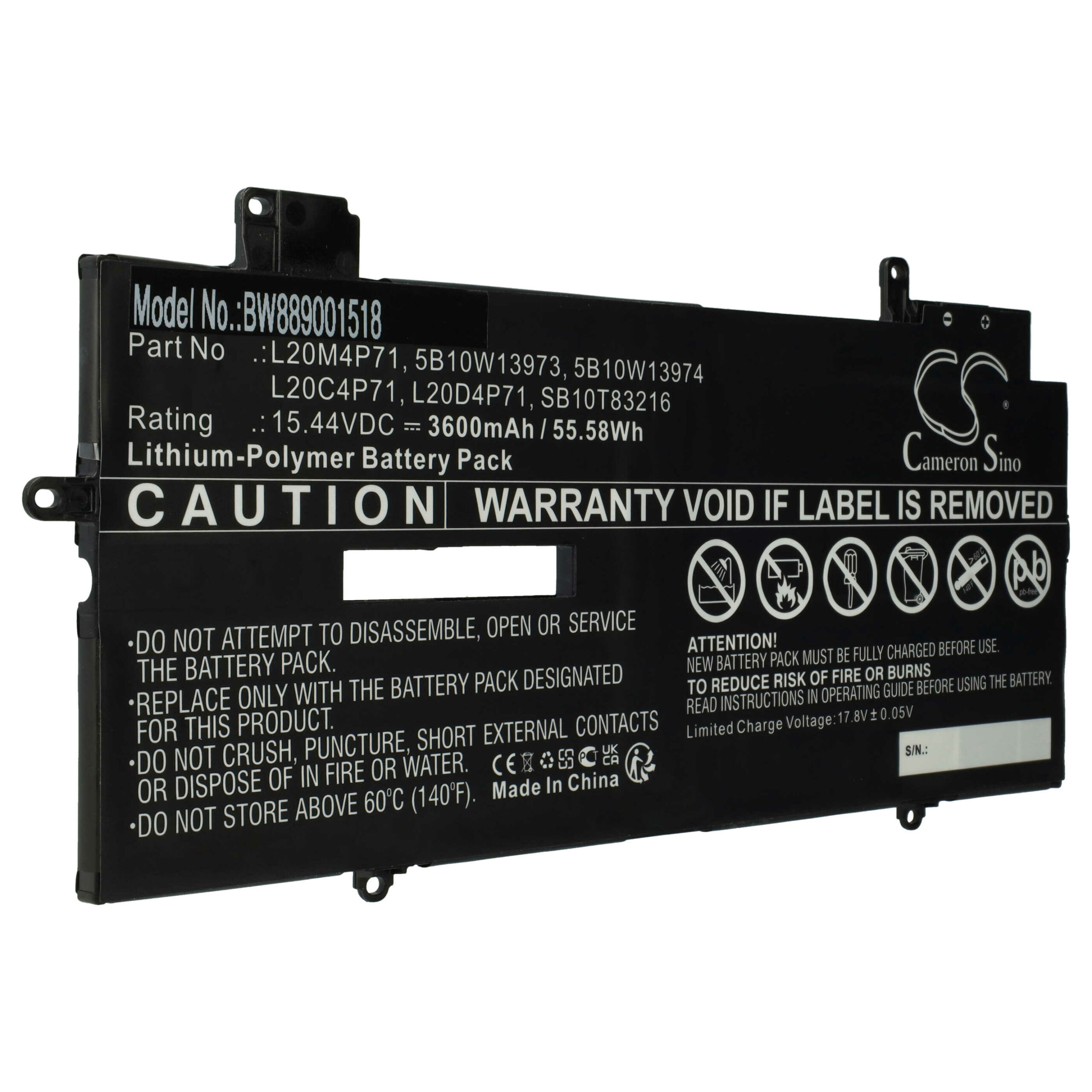 Bateria para Portátil Lenovo vhbw - Compatível 5B10W13974, 5B10W13973, 5B10W13975 - 3600 mAh 15.44 V - Image 3