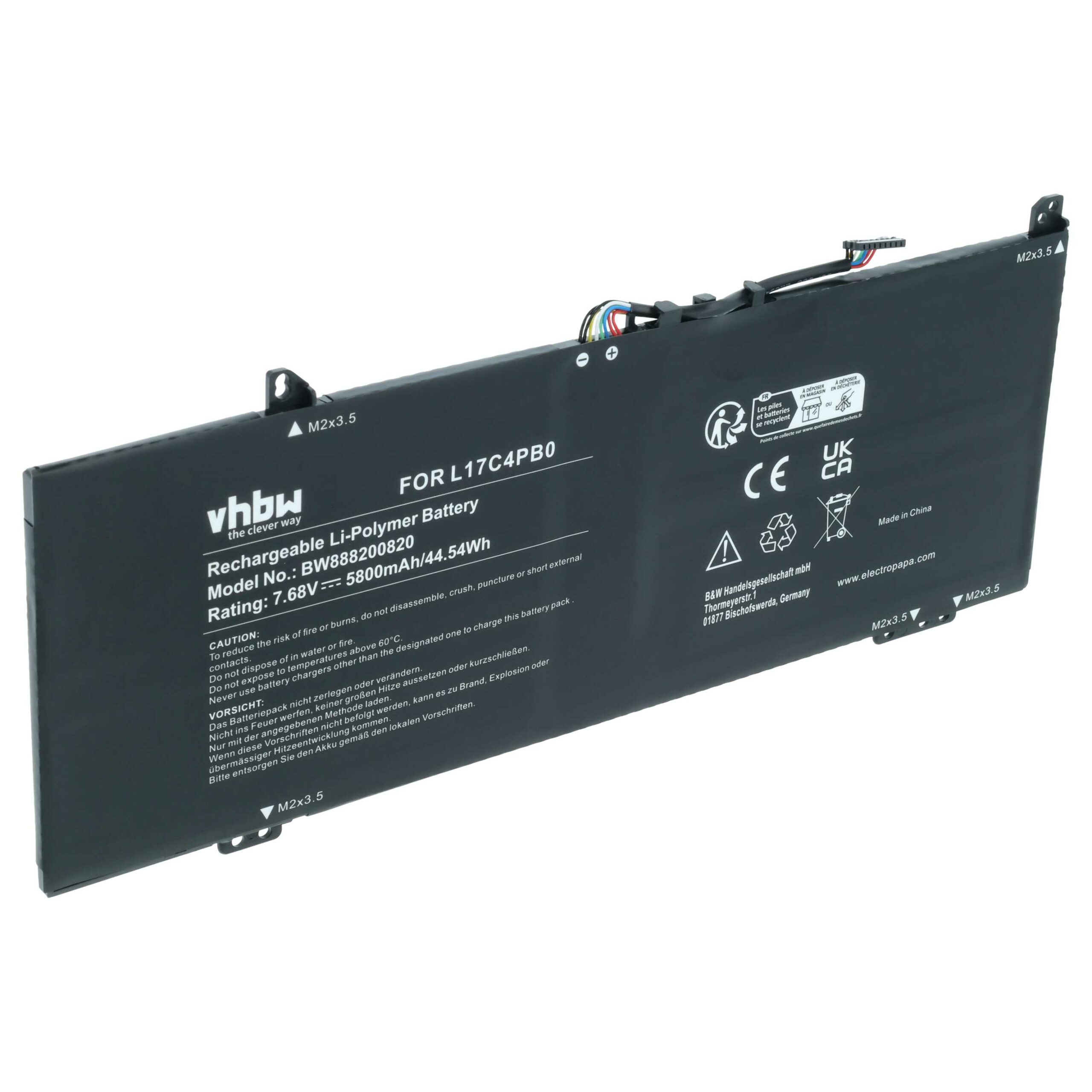 Bateria para Portátil Lenovo vhbw 5800 mAh 7.68 V - Substitui 5B10Q16067, 5B10Q22883, 5B10Q16066