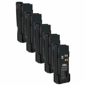 Bateria vhbw 5x para Motorola PMNN4406, PMNN4406BR, PMNN4409 - 2600 mAh 7.4 V Li-Ion + Clipe de Cintura