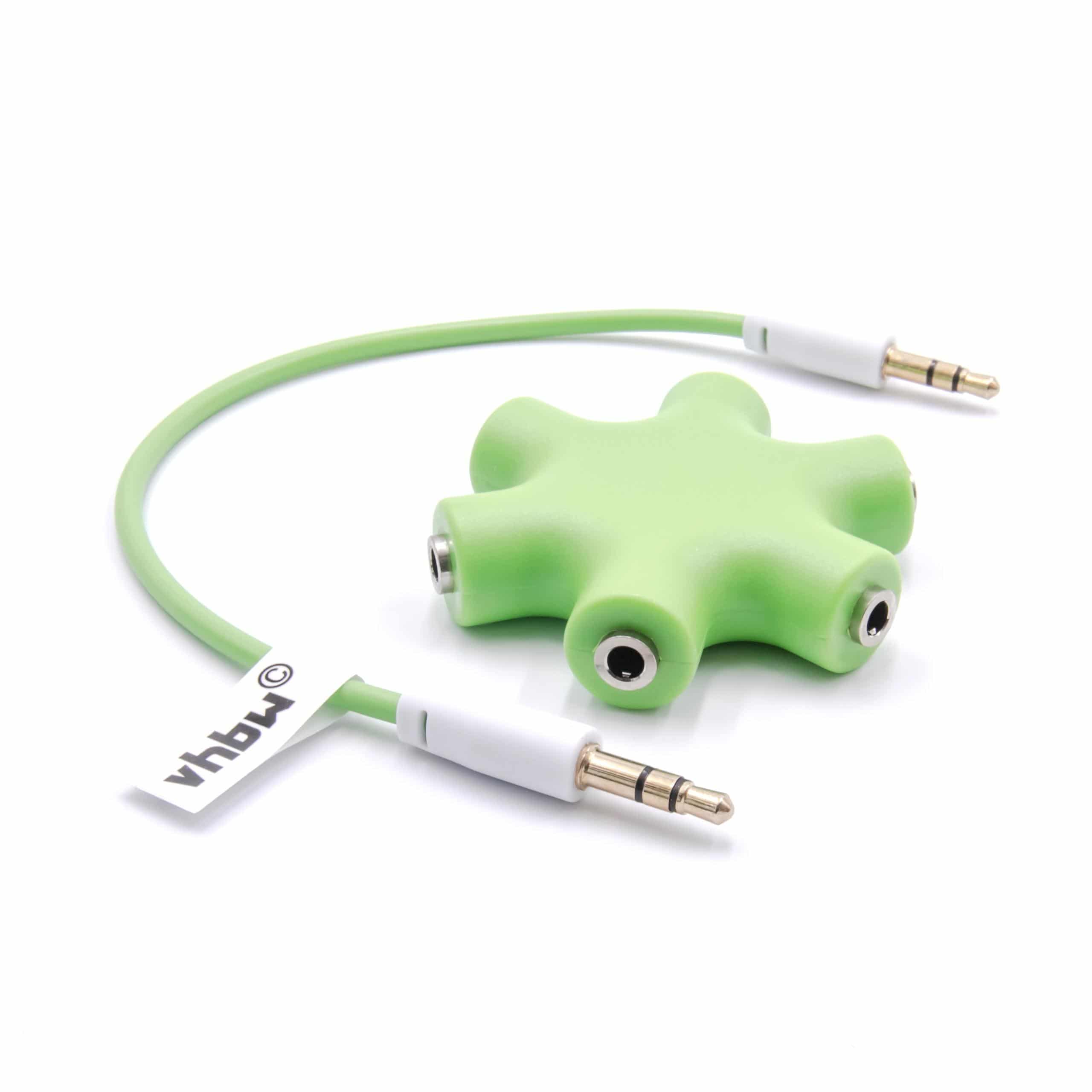Divisor de Áudio 6 Vias com Ficha Jack 3.5mm - vhbw Verde