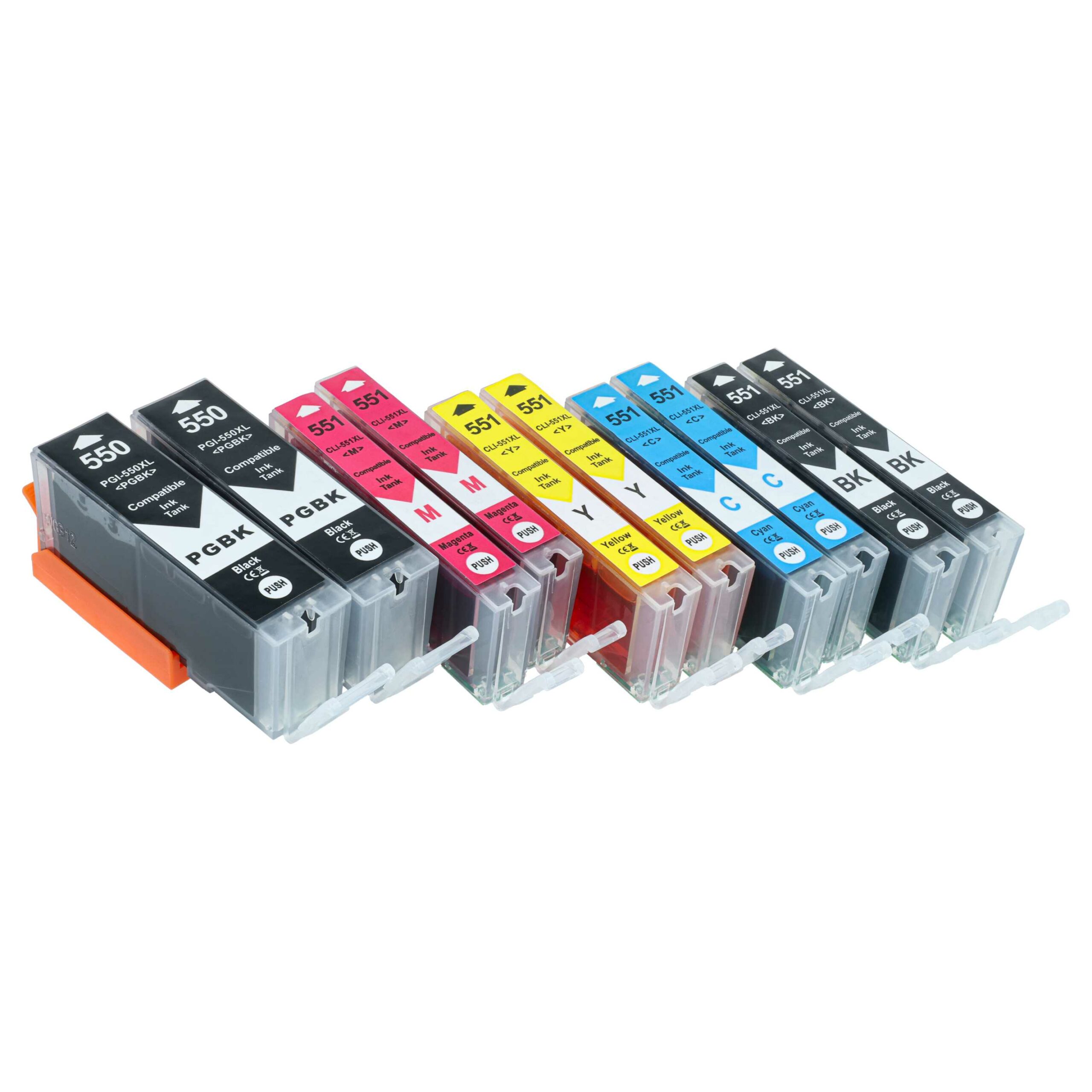 Pack 10 Cartuchos de Tinta vhbw para Canon CLI-551 (Preto, Ciano, Magenta, Amarelo + Preto Fotográfico)
