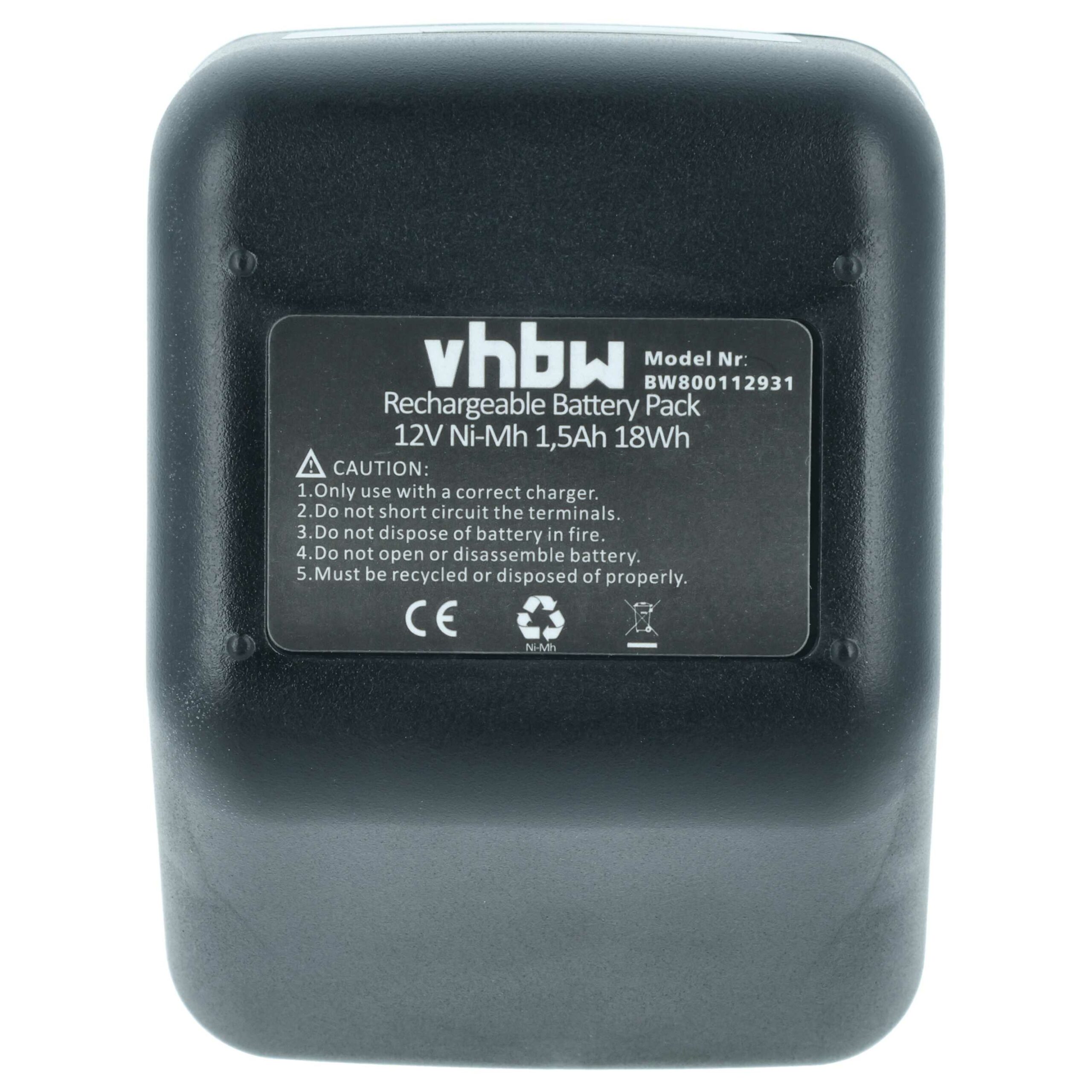 Bateria vhbw 12V 1500 mAh NiMH para Gesipa CPT12/2 EHD - Ferramenta de Rebites - Image 3