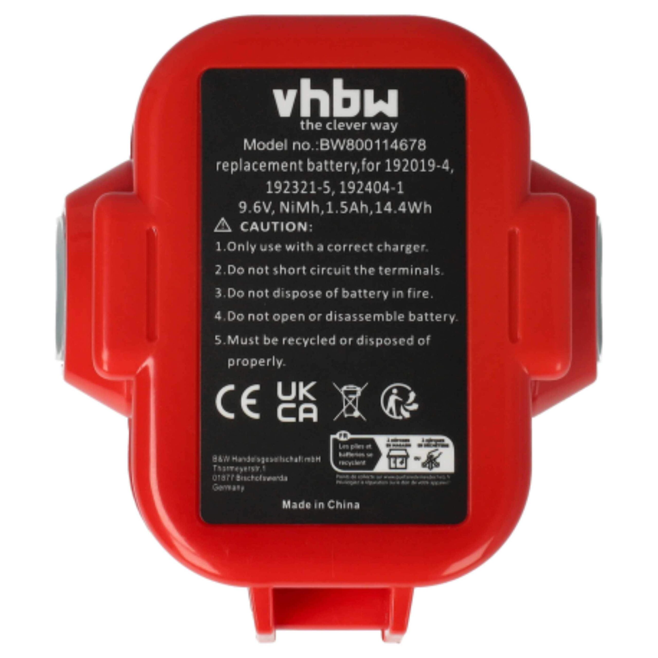 Pack 3x Bateria vhbw para Makita 192321-5, 192404-1, 192019-4, 192534-8 - 1500 mAh, 9.6 V, NiMH - Image 3