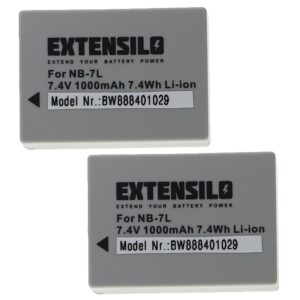 2x Bateria de substituição Canon NB-7L - 1000mAh, 7.4V, Li-Ion EXTENSILO