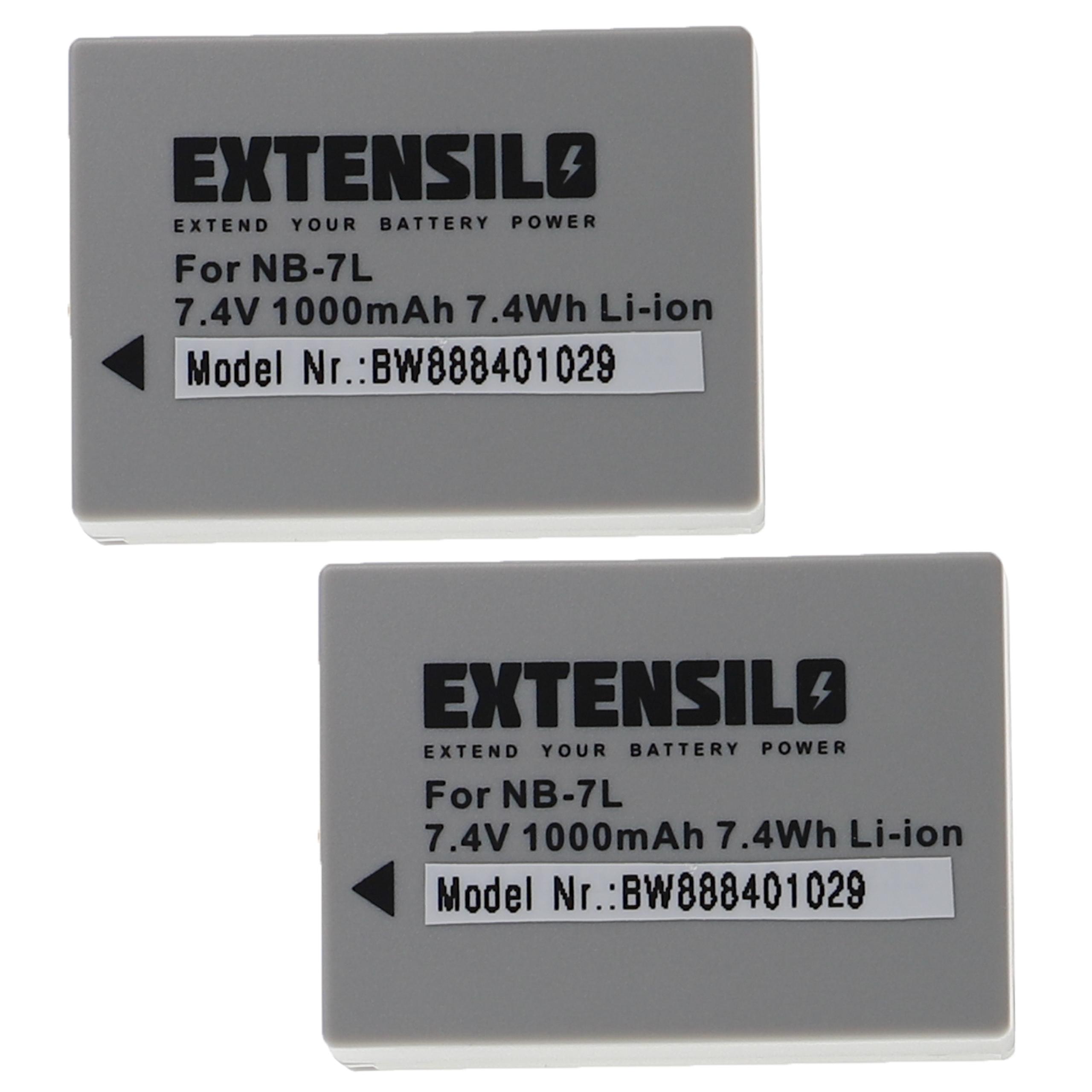 2x Bateria de substituição Canon NB-7L - 1000mAh, 7.4V, Li-Ion EXTENSILO
